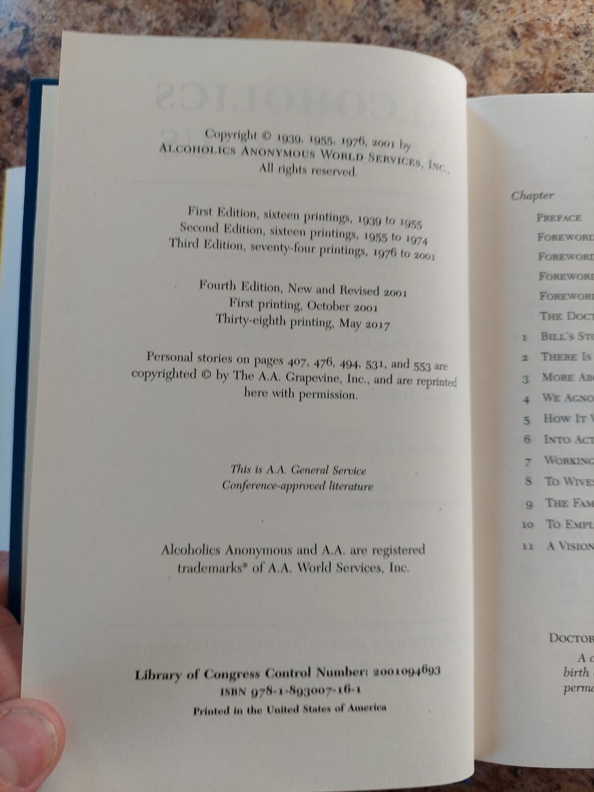 Alcoholics Anonymous 4th Edition 38th Printing 2017 HC / DJ