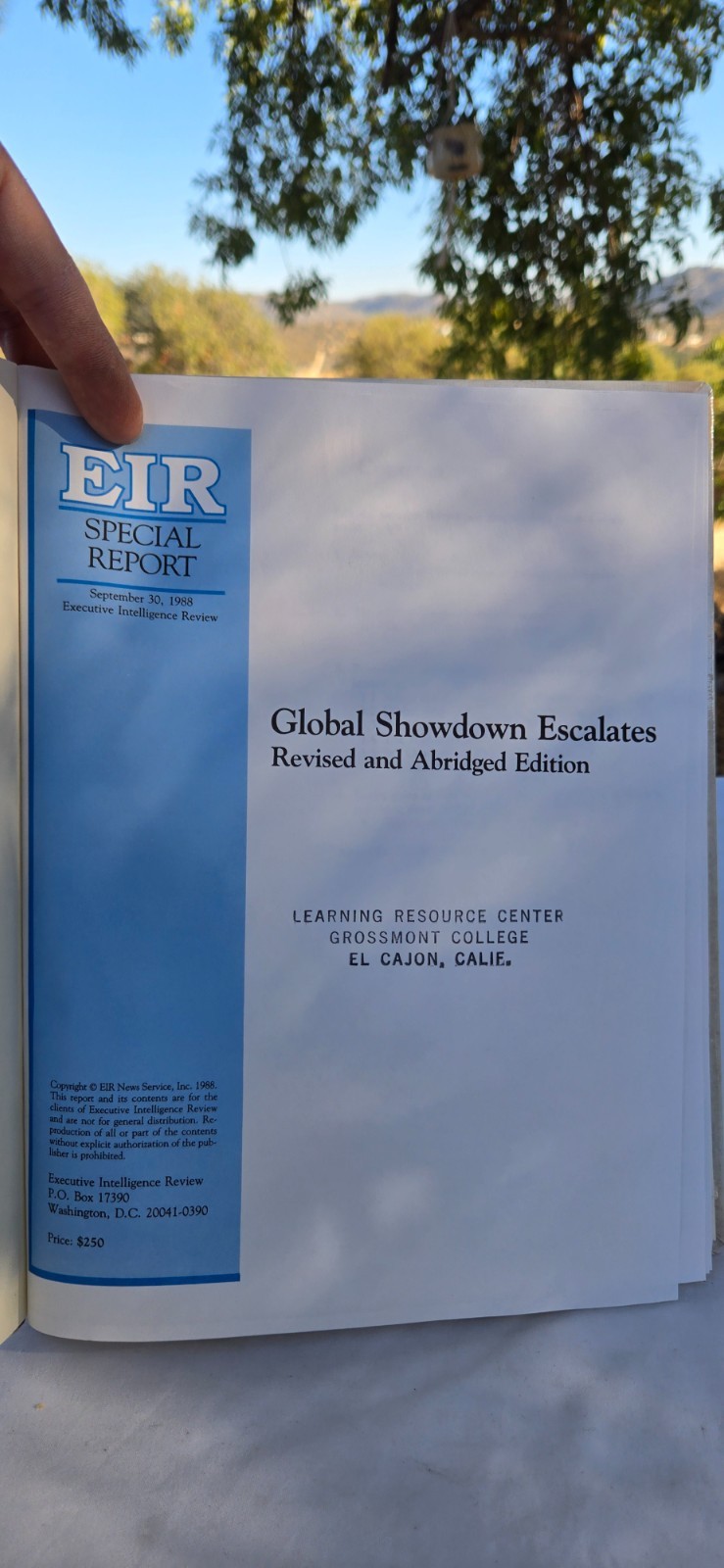 EIR Special Report Global Showdown Escalates Revised Abridged Sept 1988 HC ExLib