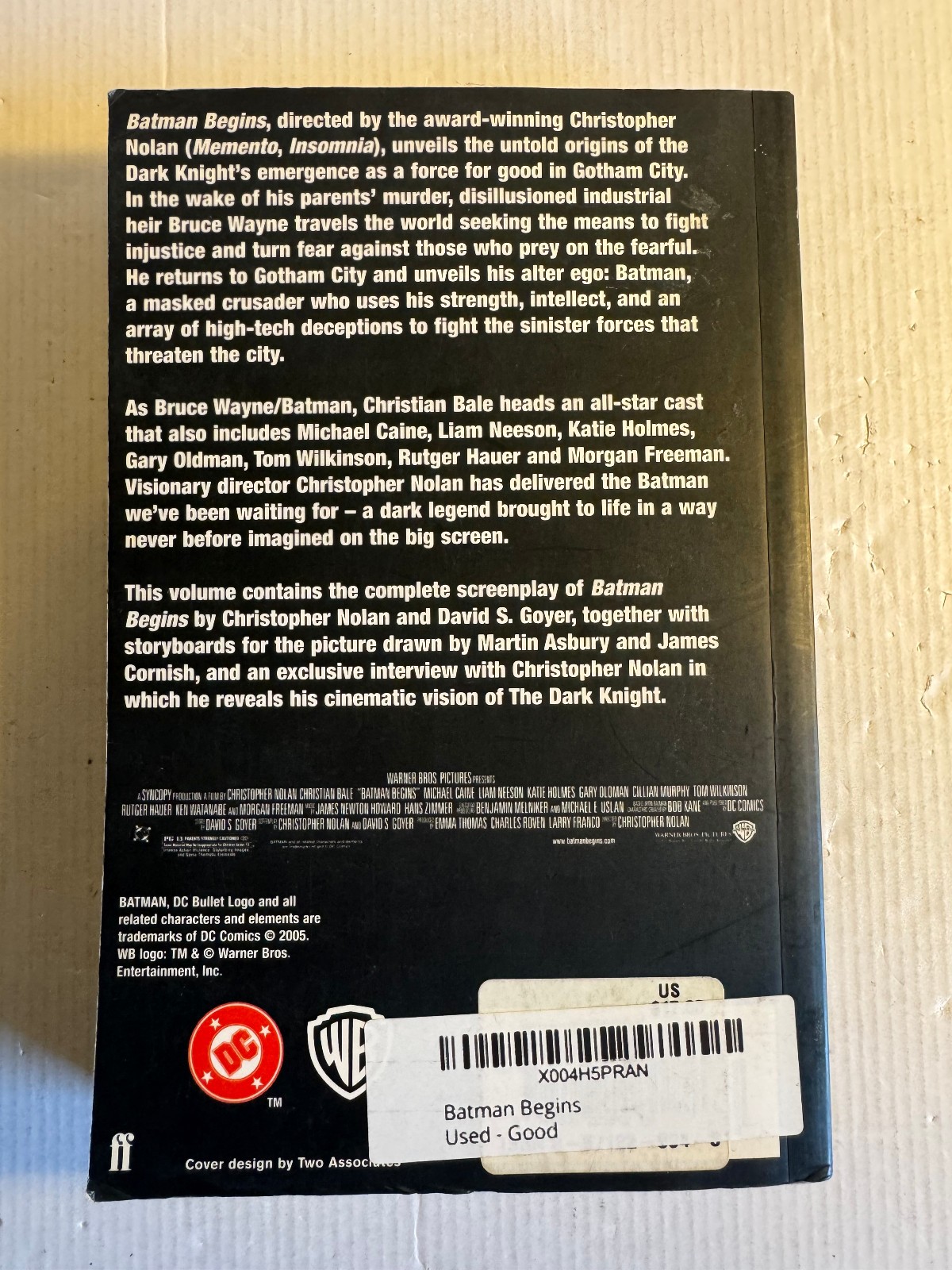 Batman Begins The Screenplay Christopher Nolan David S Goyer 1st Printing 2005