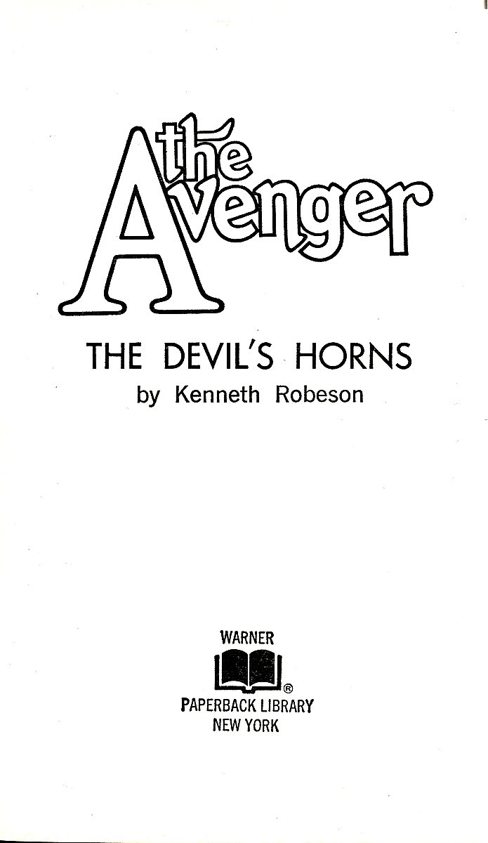 The Devil’s Horns (The Avenger #4) (1972), Kenneth Robeson, Vintage PB Good