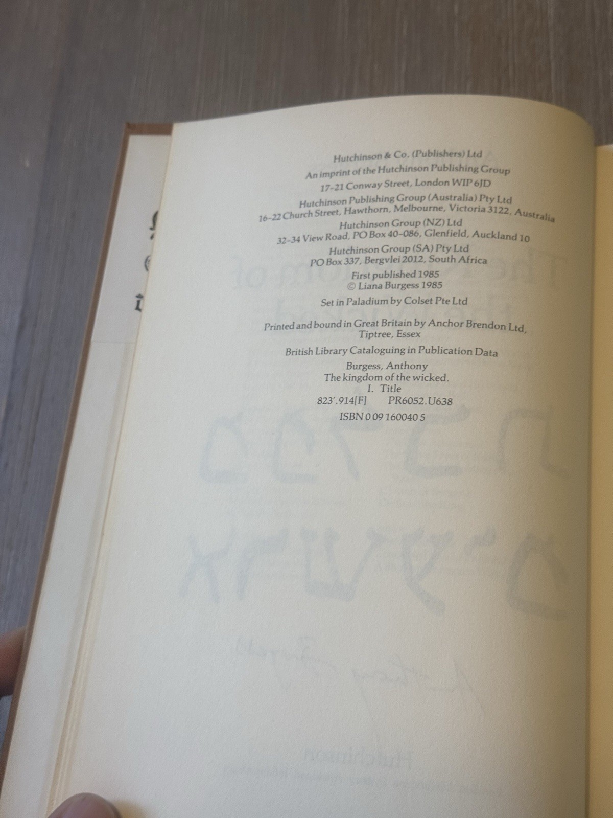 The Kingdom of The Wicked *SIGNED* by Anthony Burgess 2015 HC/DJ