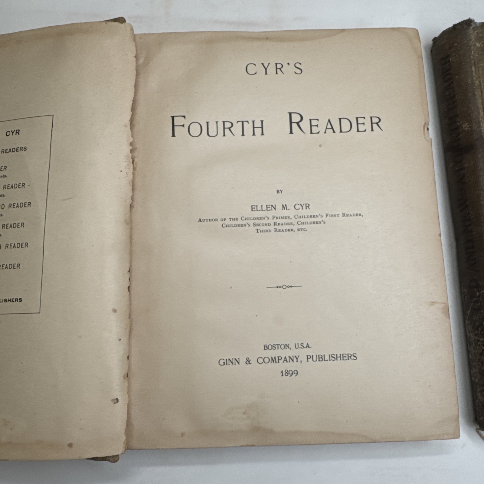 1899 Cyr’s Fourth Reader & 1906 Classics old and New Fourth Reader-VNTG Textbook