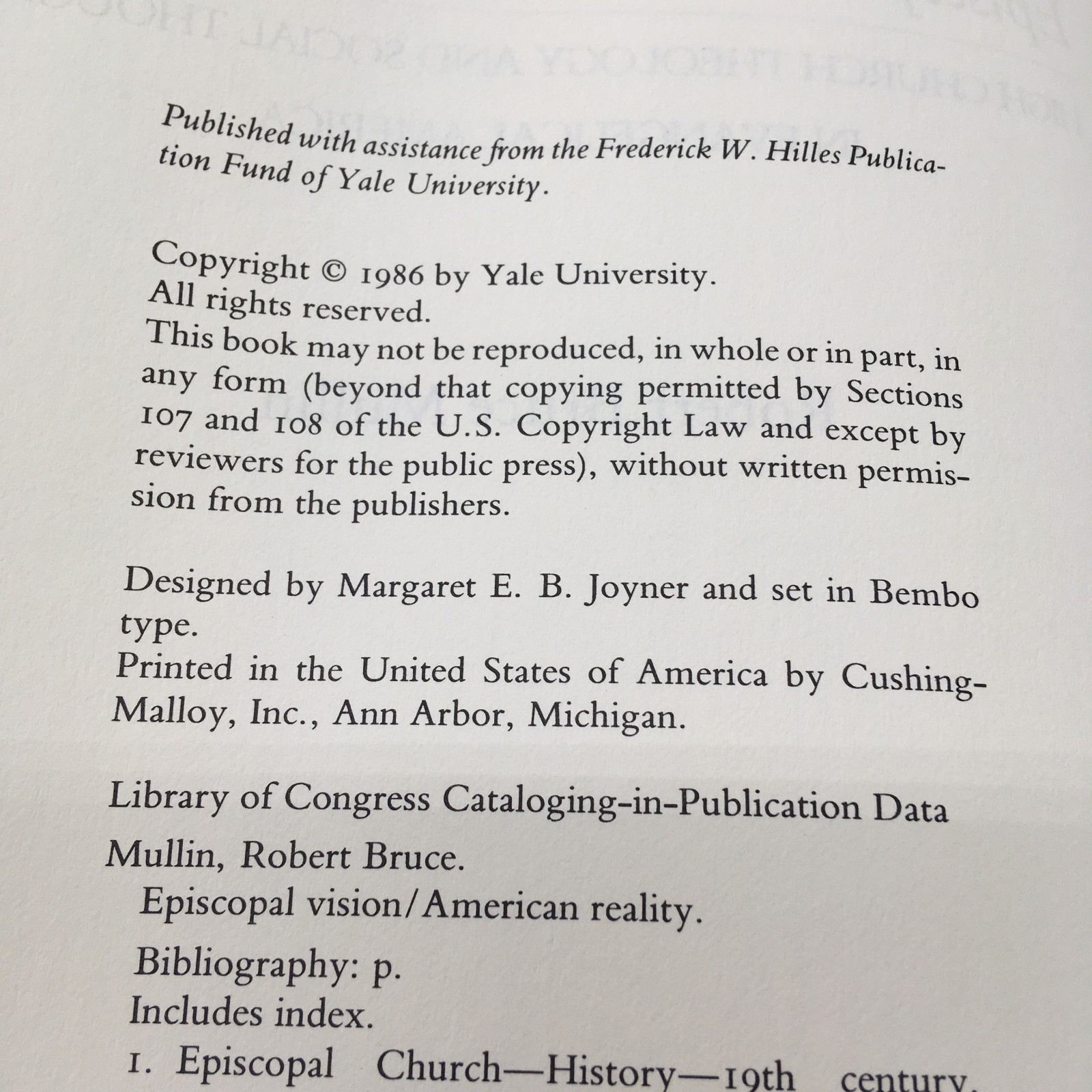 ‘Episcopal Vision/American Reality’ High Church Theology & Social Thought MULLIN