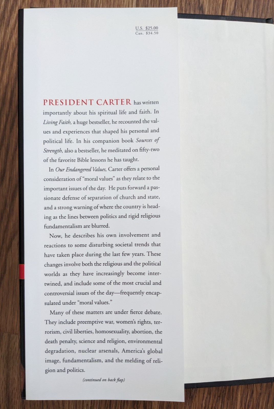 Jimmy Carter Our Endangered Values: America’s Moral Crisis HC 2005 Signed DJ