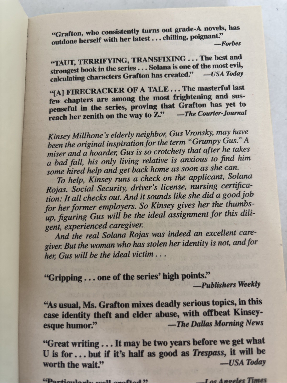 Lot fo 10 – Sue Grafton – Kinsey Millhone Ser. – Mass paperbacks – Free Shipping