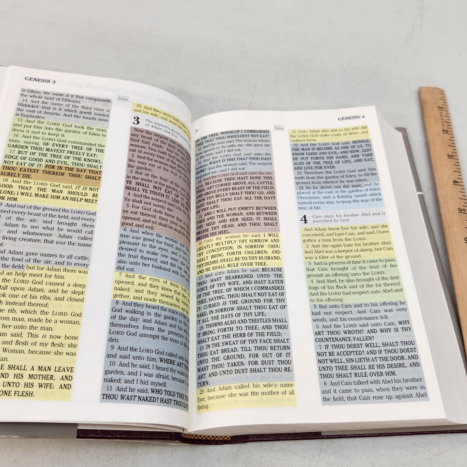 The Rainbow Study Bible (1986) Color Coded Burgundy Hardback & Dust Jacket