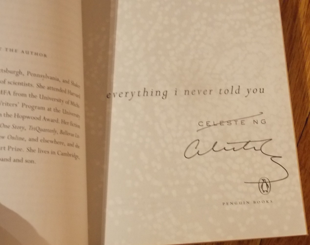 CELESTE NG-Everything I Never Told You~SIGNED/AUTOGRAPHED~(2015, Paperback)