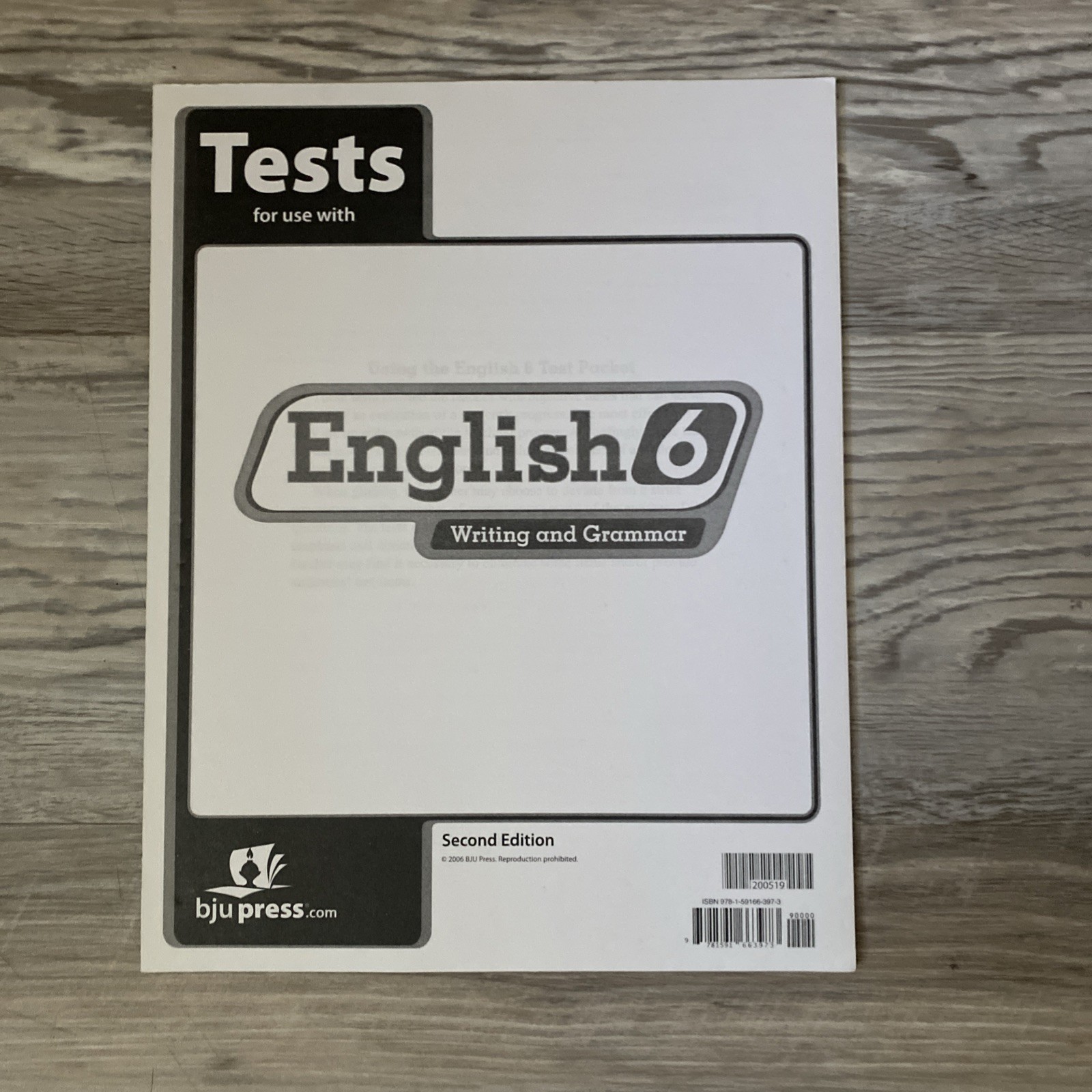 Bob Jones English 6 Tests 2nd Edition, BJU Press, Brand New
