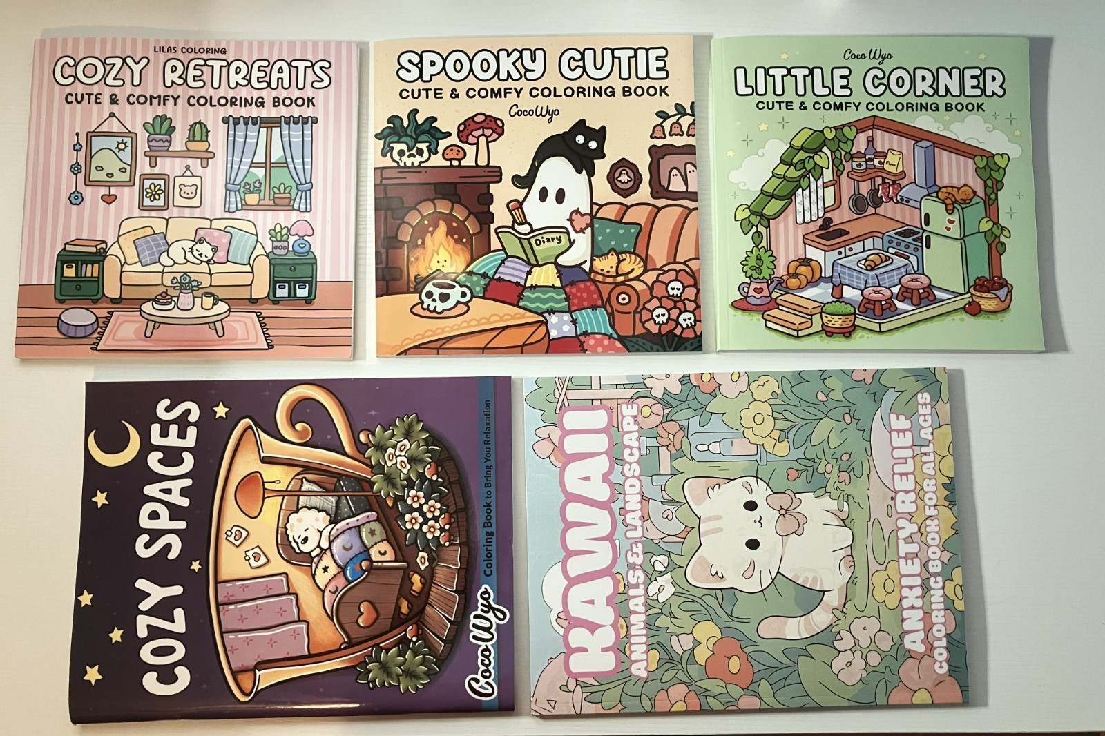 Lot Of 6 Coloring Books Coco Wyo & Kawaii Adults /Kids Paperback New other READ