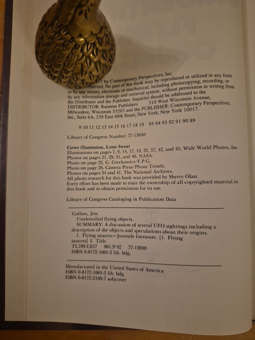 Unidentified Flying Objects by Jim Collins – 1977 Children Book UFO