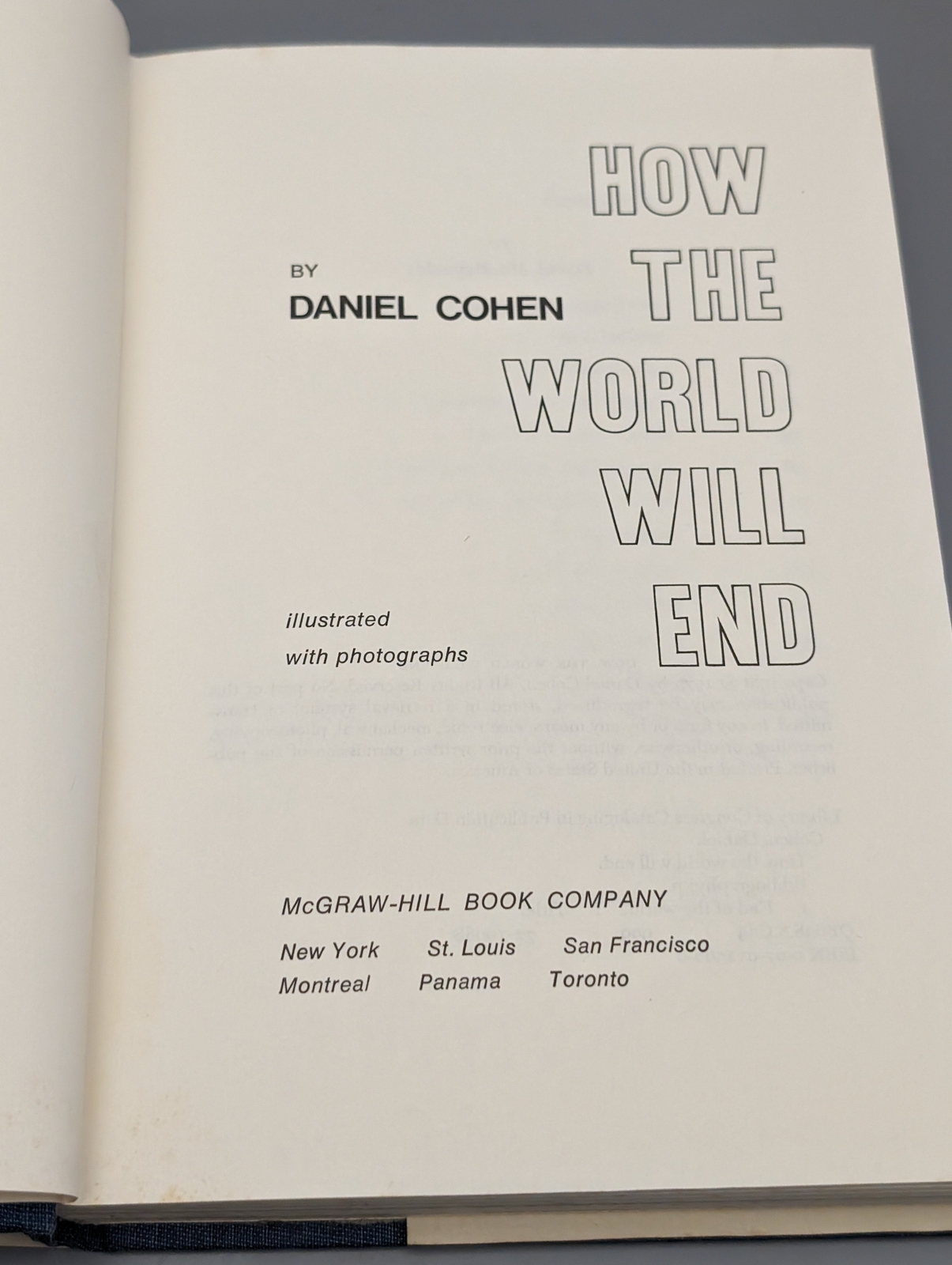 How the World Will End by Cohen, Daniel 1973 HCDJ SEE PICS
