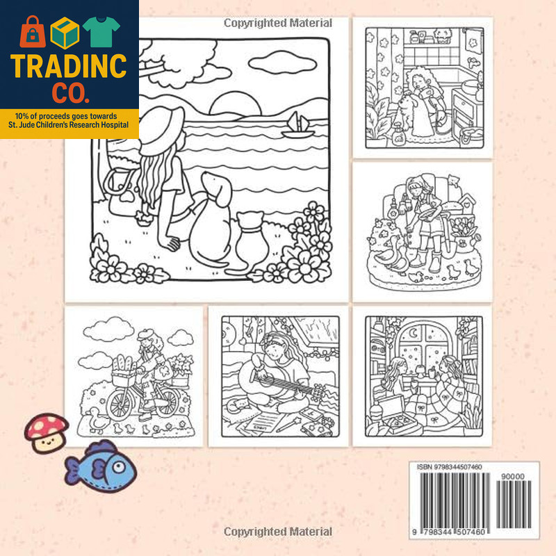 Girl Moments: Coloring Book for Adults and Teens Featuring Cute Cozy Daily Activ