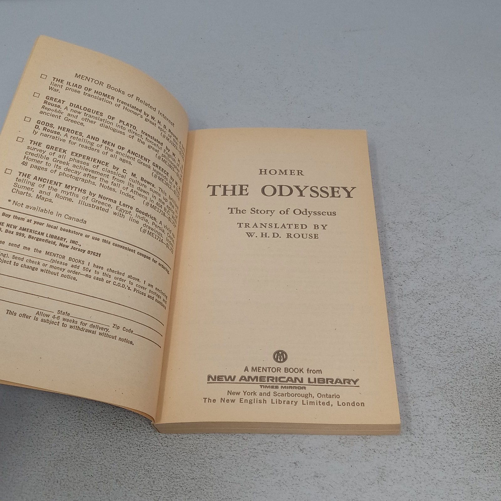 The Odyssey: New American Library Paperback by Homer