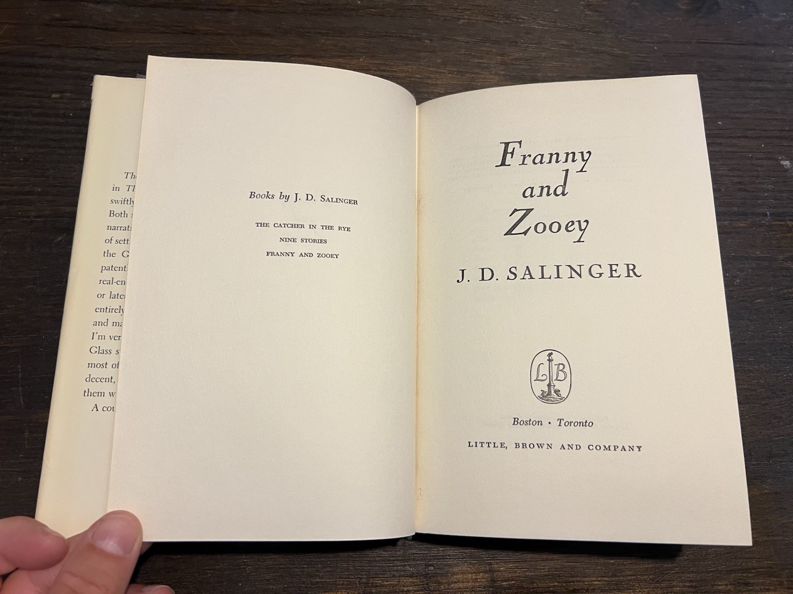 “Franny and Zooey” J D Salinger 1961 1st edition 3rd printing HCDJ $4.00 Classic