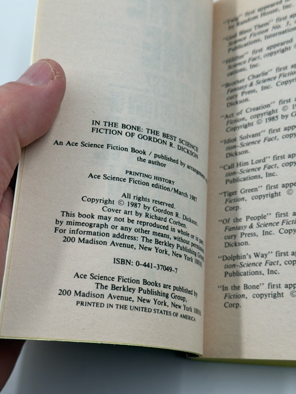In The Bone – The Best Science Fiction of Gordon R. Dickson, PB Ace 3/1987