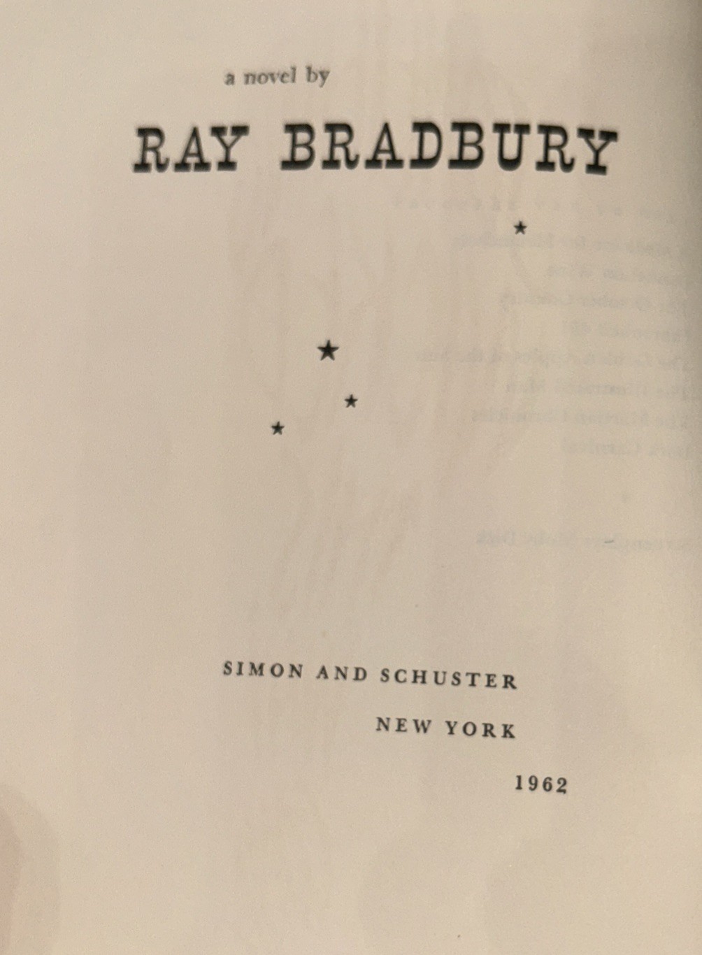 Something Wicked This Way Comes Ray Bradbury1962 HC w/o jacket, Simon & Shuster