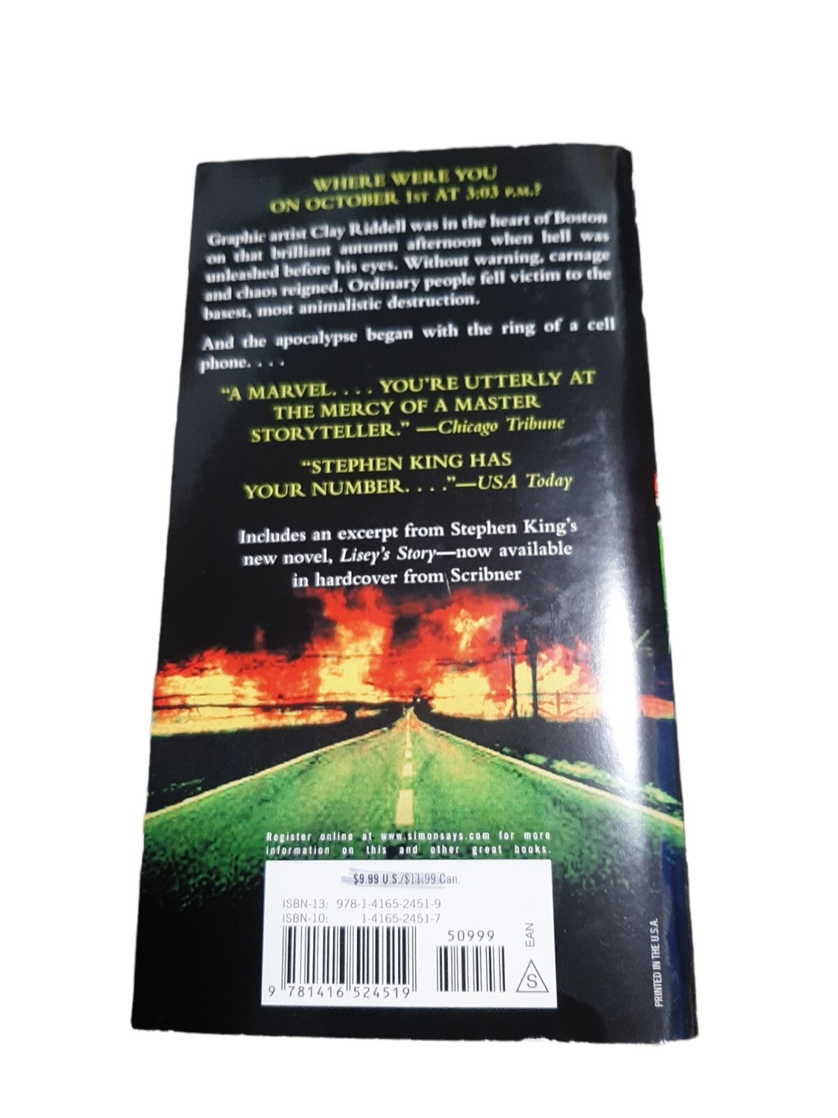 Stephen King “Cell” A Novel/Paperback/480 pages/Suspense/Thriller Good Condition