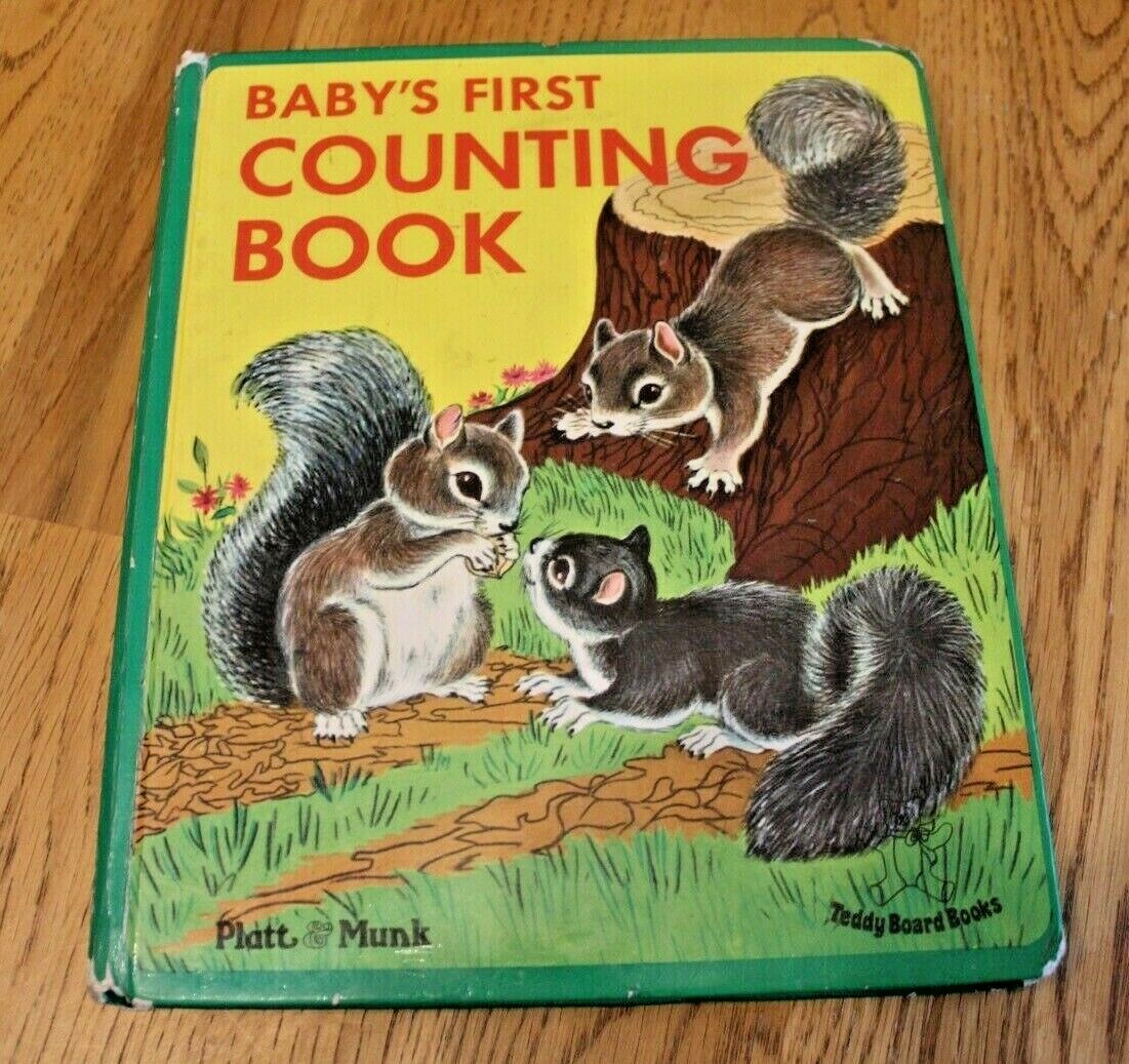 Vintage kids Book Baby’s First Counting Book Platt & Munk Teddy Board Books 1960