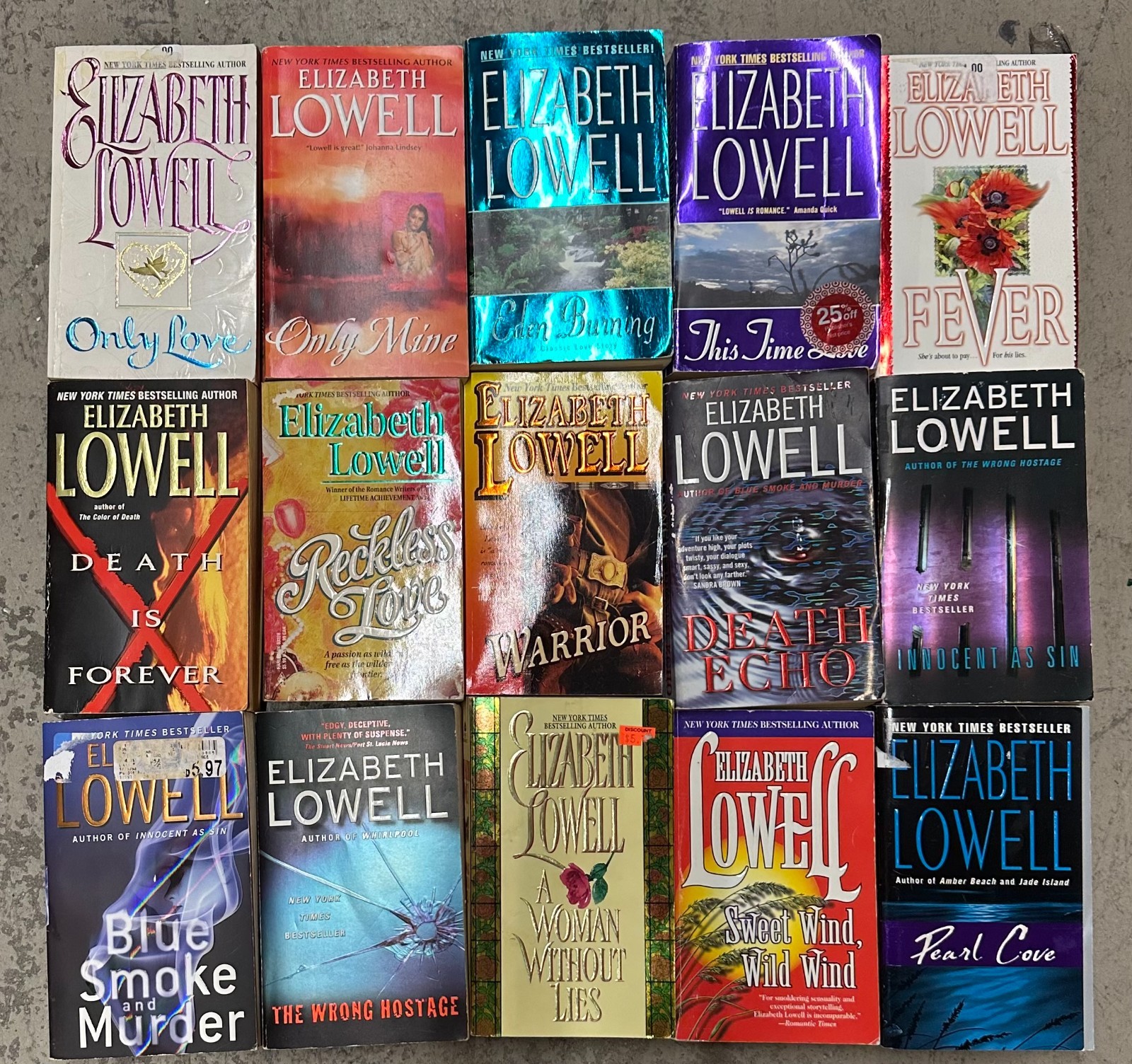 Elizabeth Lowell Papperback book Lot of 15 Romance and Thriller Collection
