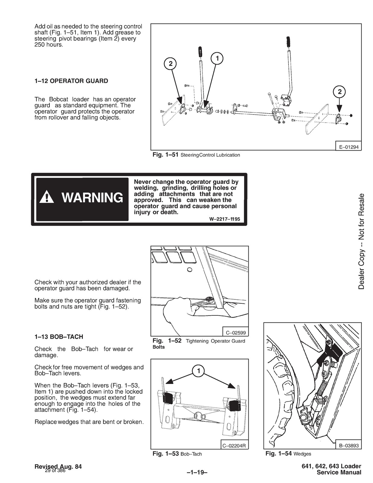 BOBCAT 641 642 643 H Series Skid Steer Loader Service Manual 1996, FOLDOUTS