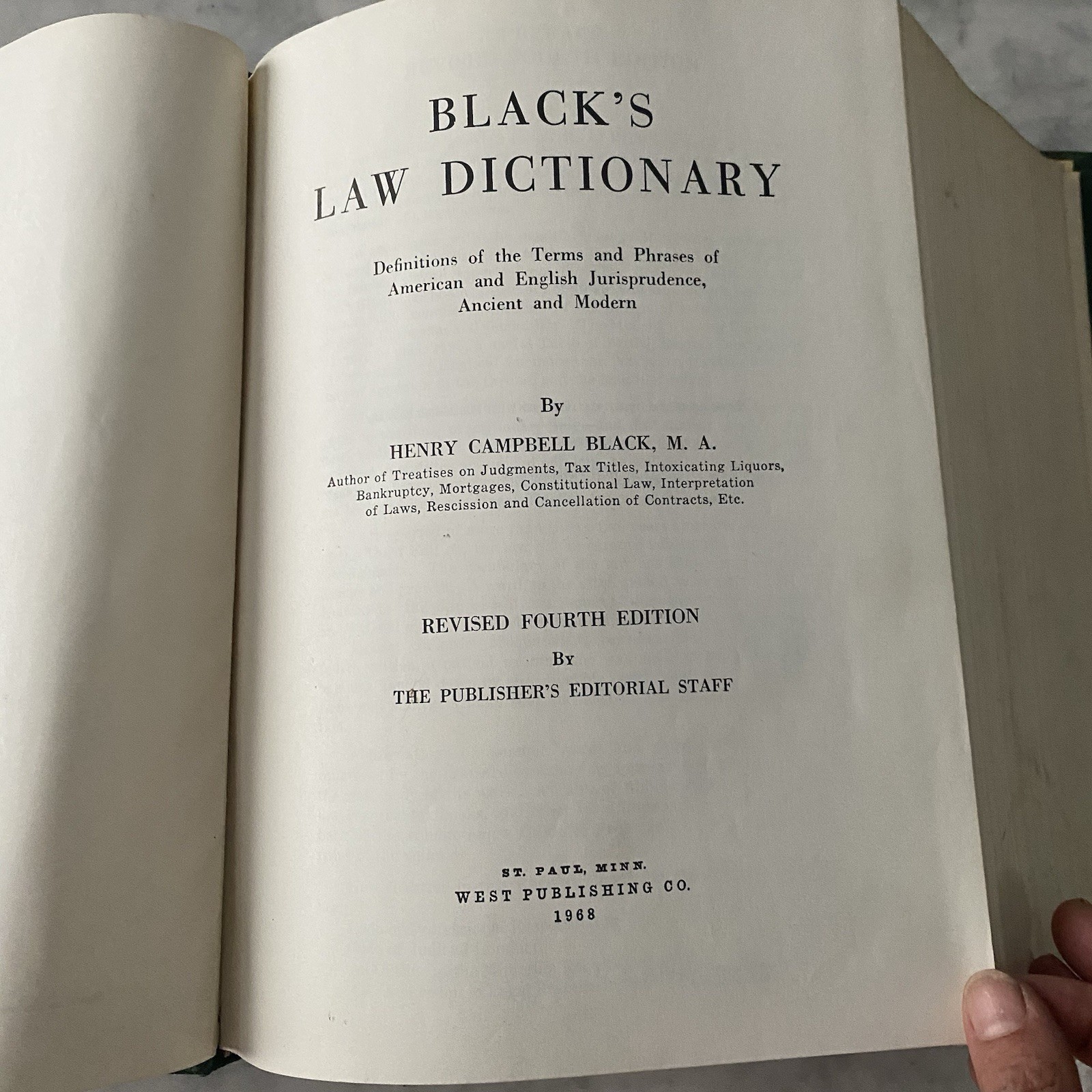 Black’s Law Dictionary Henry Campbell Black 1968 Revised Fourth Edition West