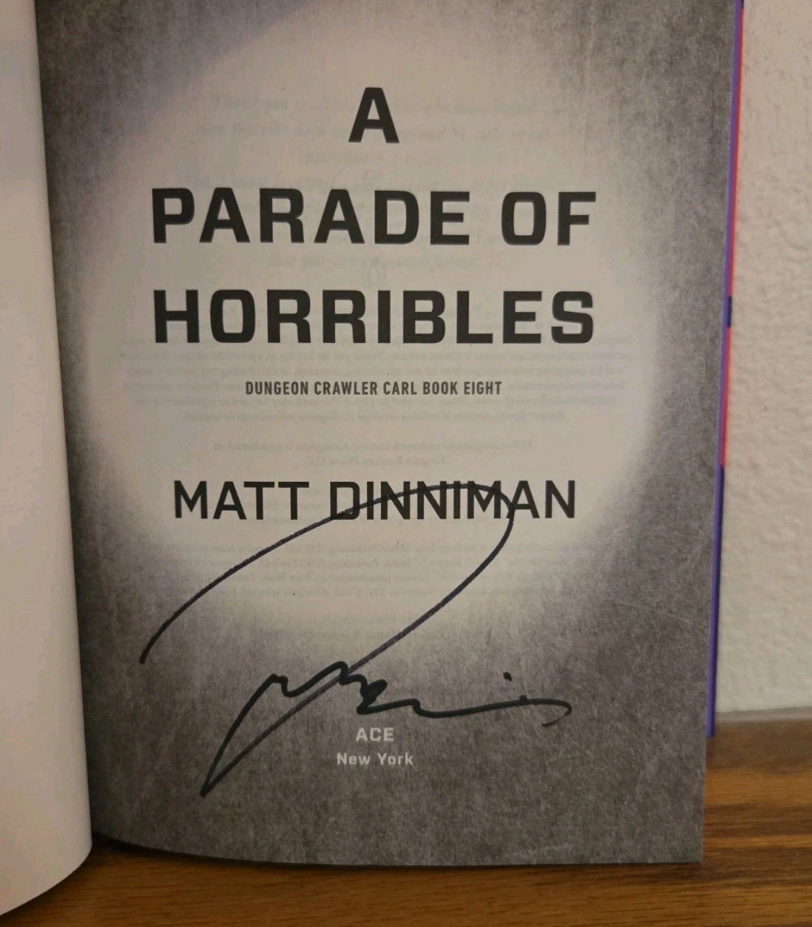 MATT DINNIMAN A Parade of Horribles SIGNED 1st Edition Dungeon Crawler Carl 🆕 ✅