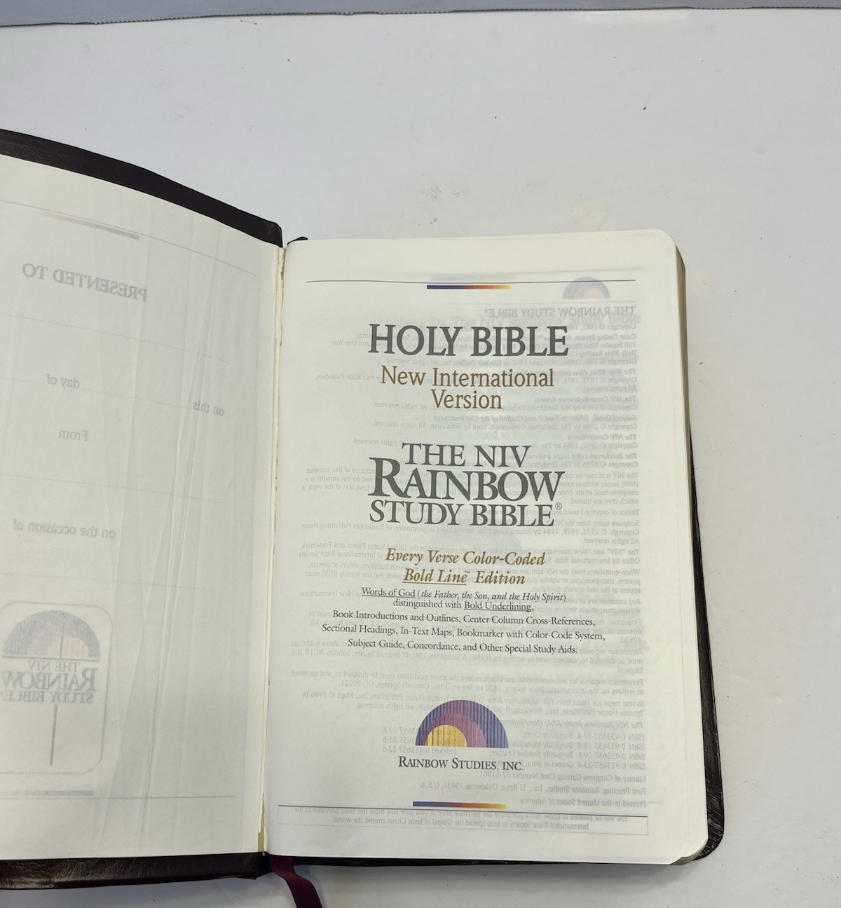 NIV Rainbow Study Bible Bold Line Edition New International Version Burgundy