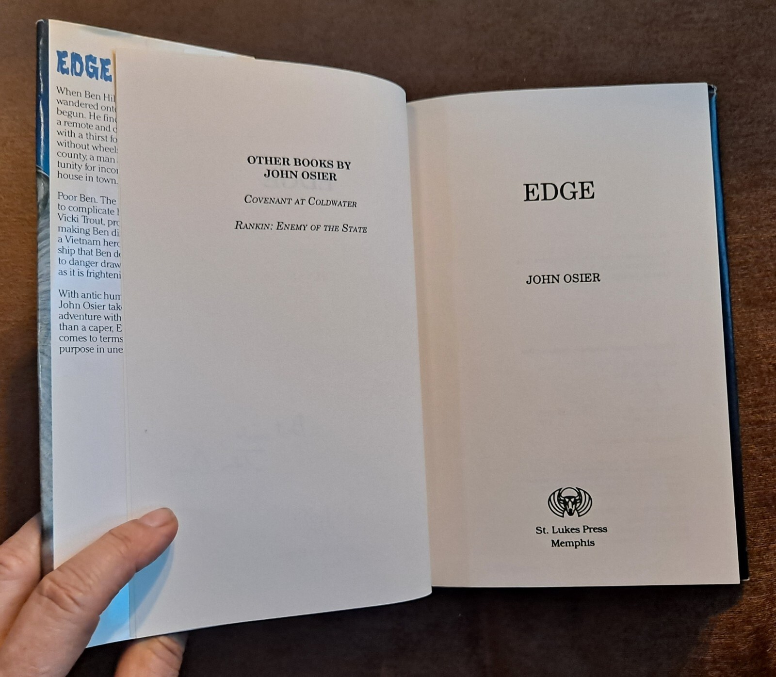 John OSIER ✍️SIGNED by Author✍️ Edge First Edition 1989 HCw/DJ Good Used Cond