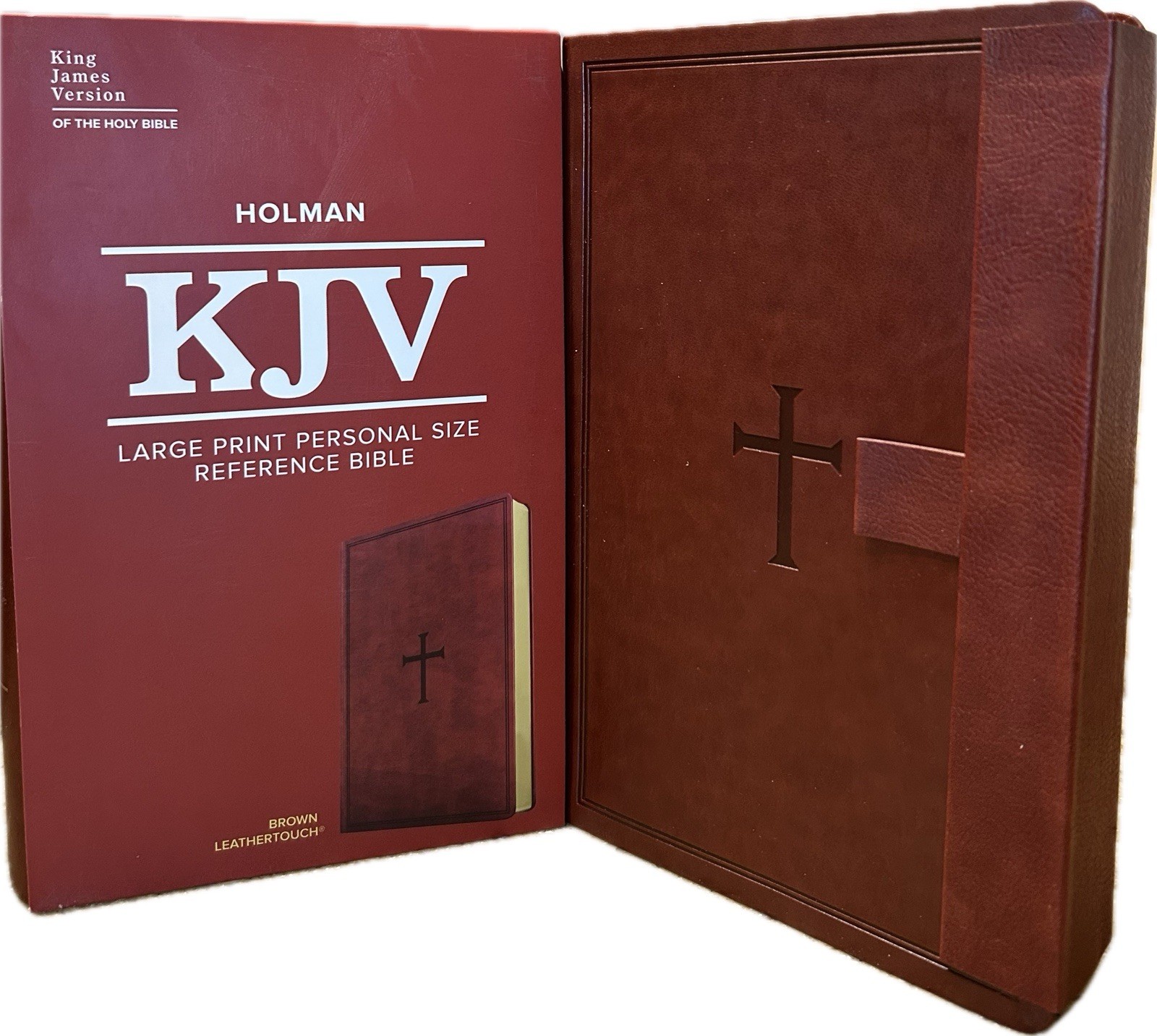 KJV MAGNETIC CLOSURE LARGE PRINT 11.25pt Personal Size Bible Brown Leathersoft