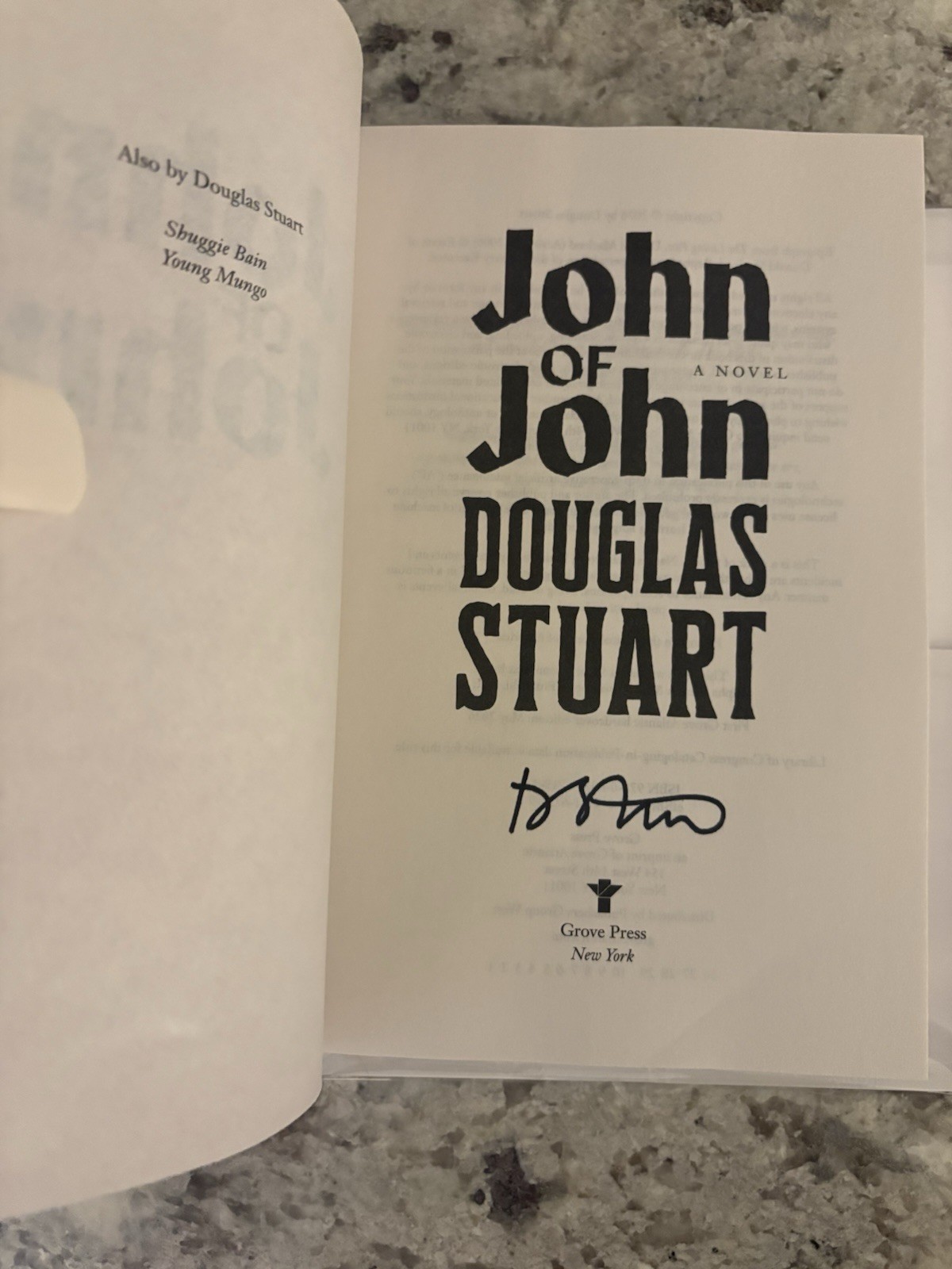 John of John by Douglas Stuart SIGNED TITLE 1st/1st Not A Book Club Cover