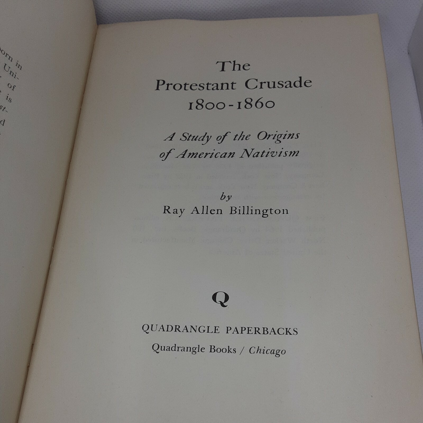 The Protestant Crusade 1800-1860 By Ray Allen Billington 1964 Paperback