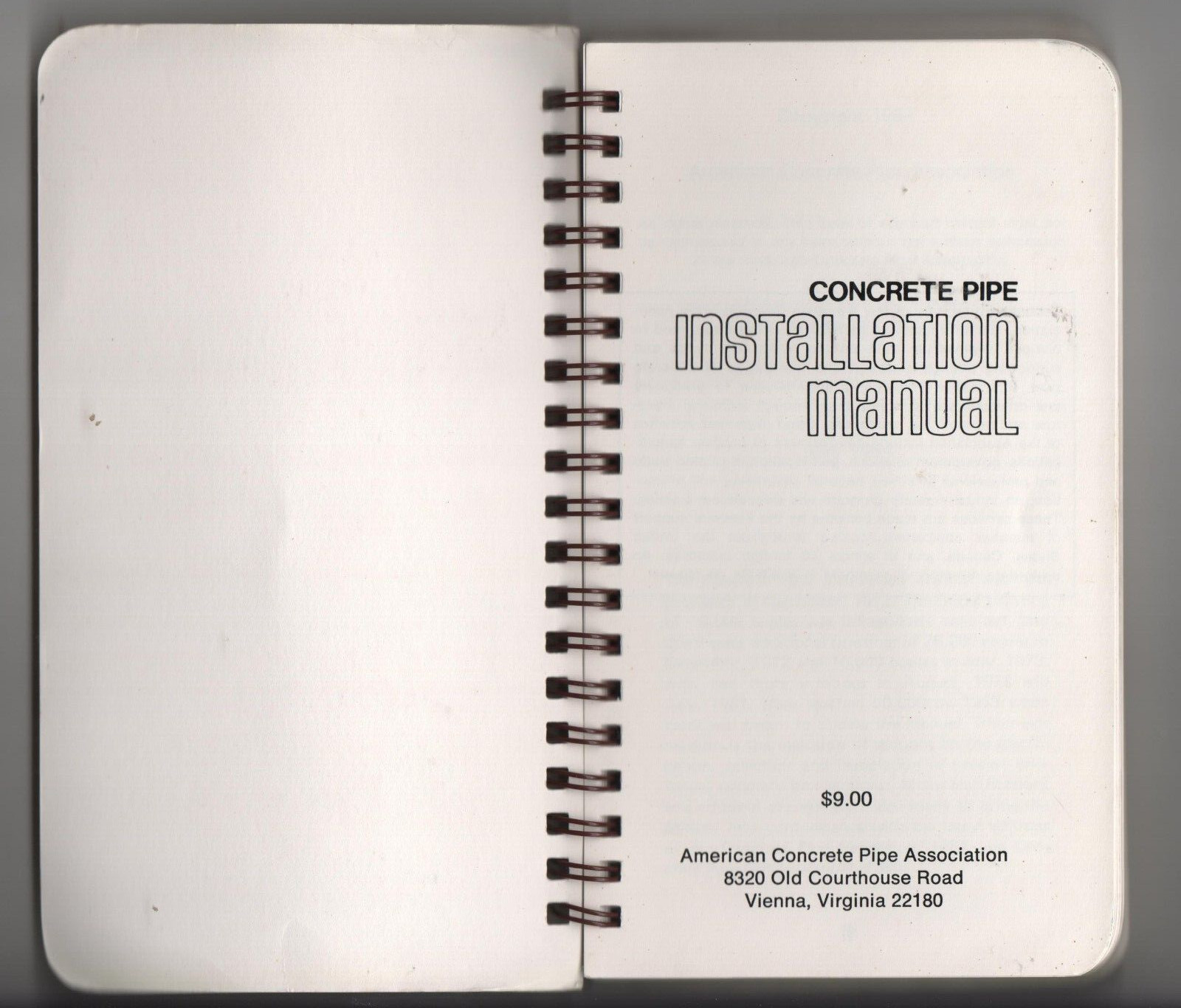 Concrete Pipe Installation Manual 1984 American Concrete Pipe Assn. 129 pages