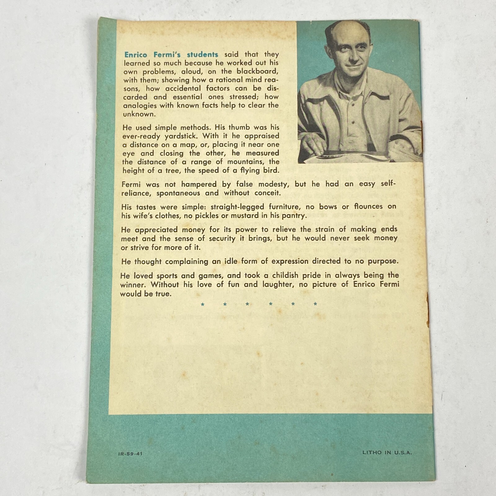 1959 Enrico Fermi and the Atomic Age 12 Page Booklet Cold War USA Americana