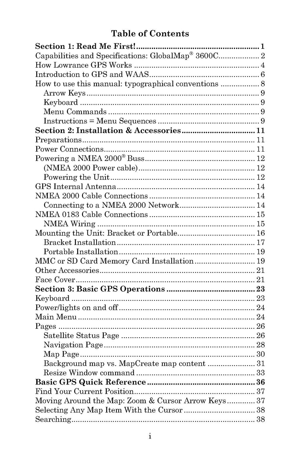 LOWRANCE GlobalMap 3600C iGPS Mapping GPS Receiver Instructions Manual 2006