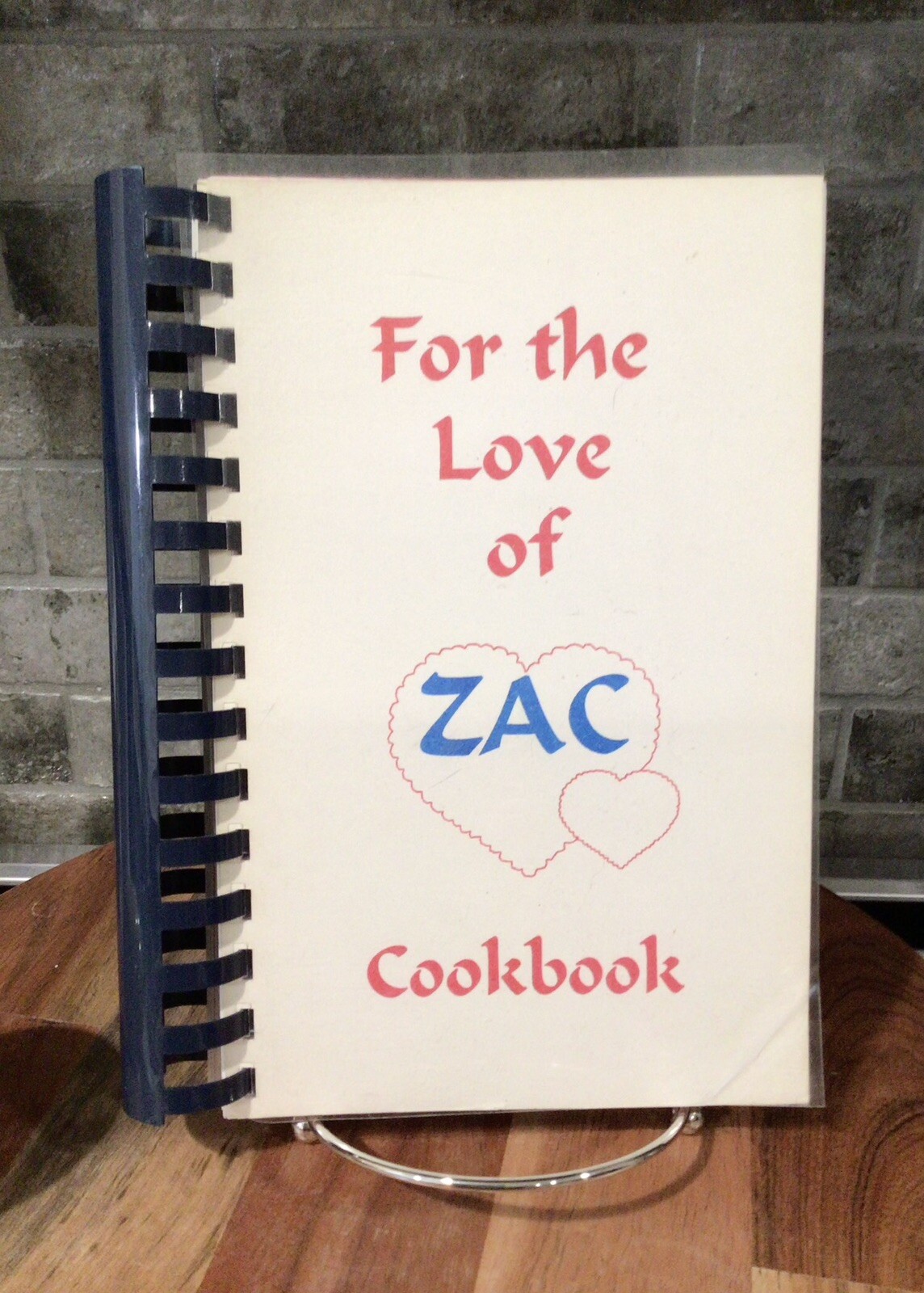 Vintage “ FOR THE LOVE OF ZAC “ Cookbook Spiral Bound 240 Pages