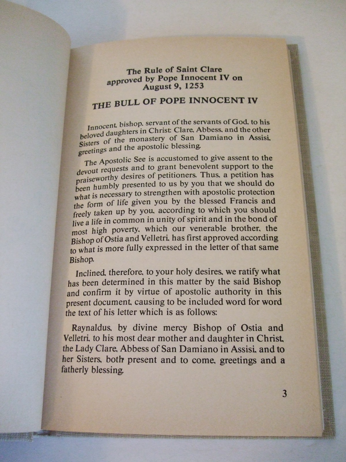 Rule and Testament of St. Clare: Constitutions for Poor Clare Nuns. 1987
