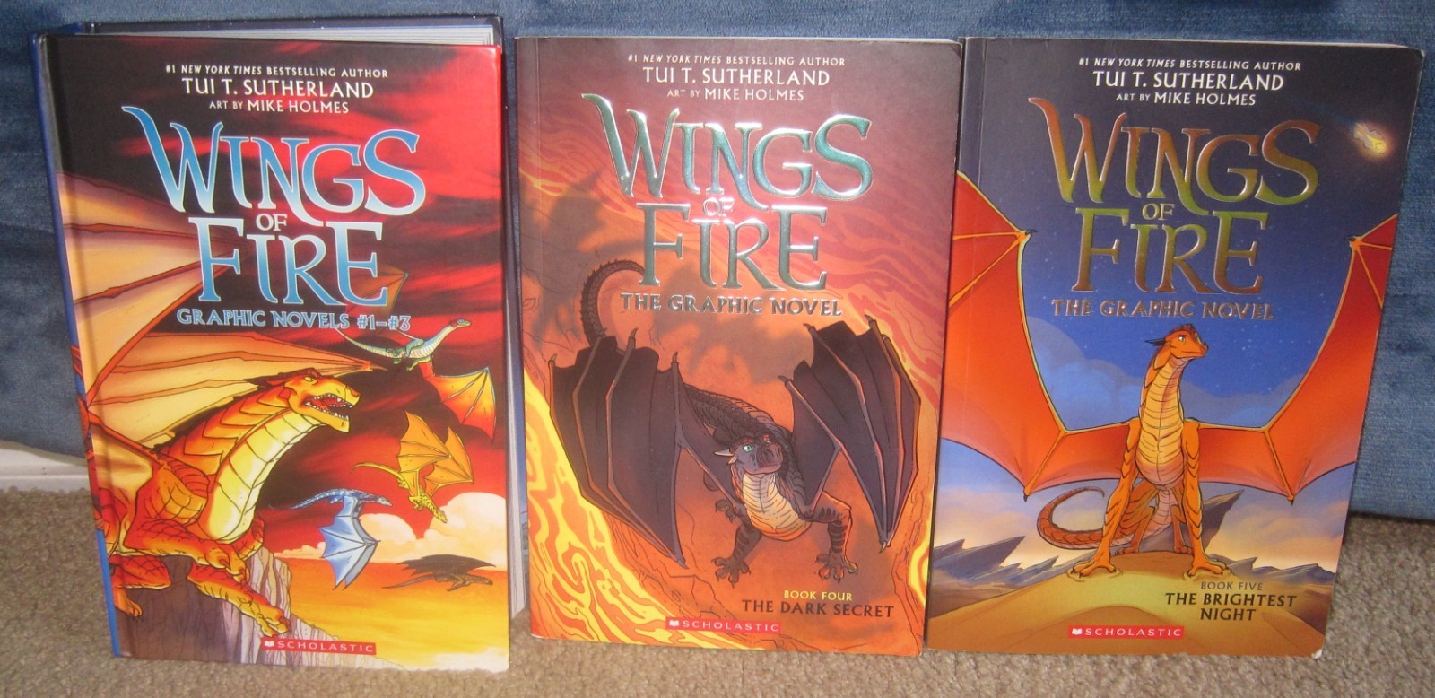 5 Wings of Fire graphic novels (1-5) by Tui T. Sutherland -paperbacks + hardback