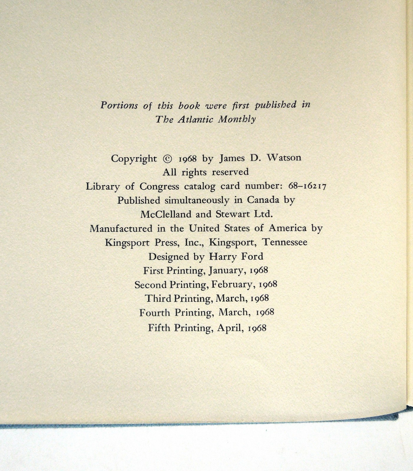 The Double Helix – James D. Watson, 1968 hc w/dj, Atheneum
