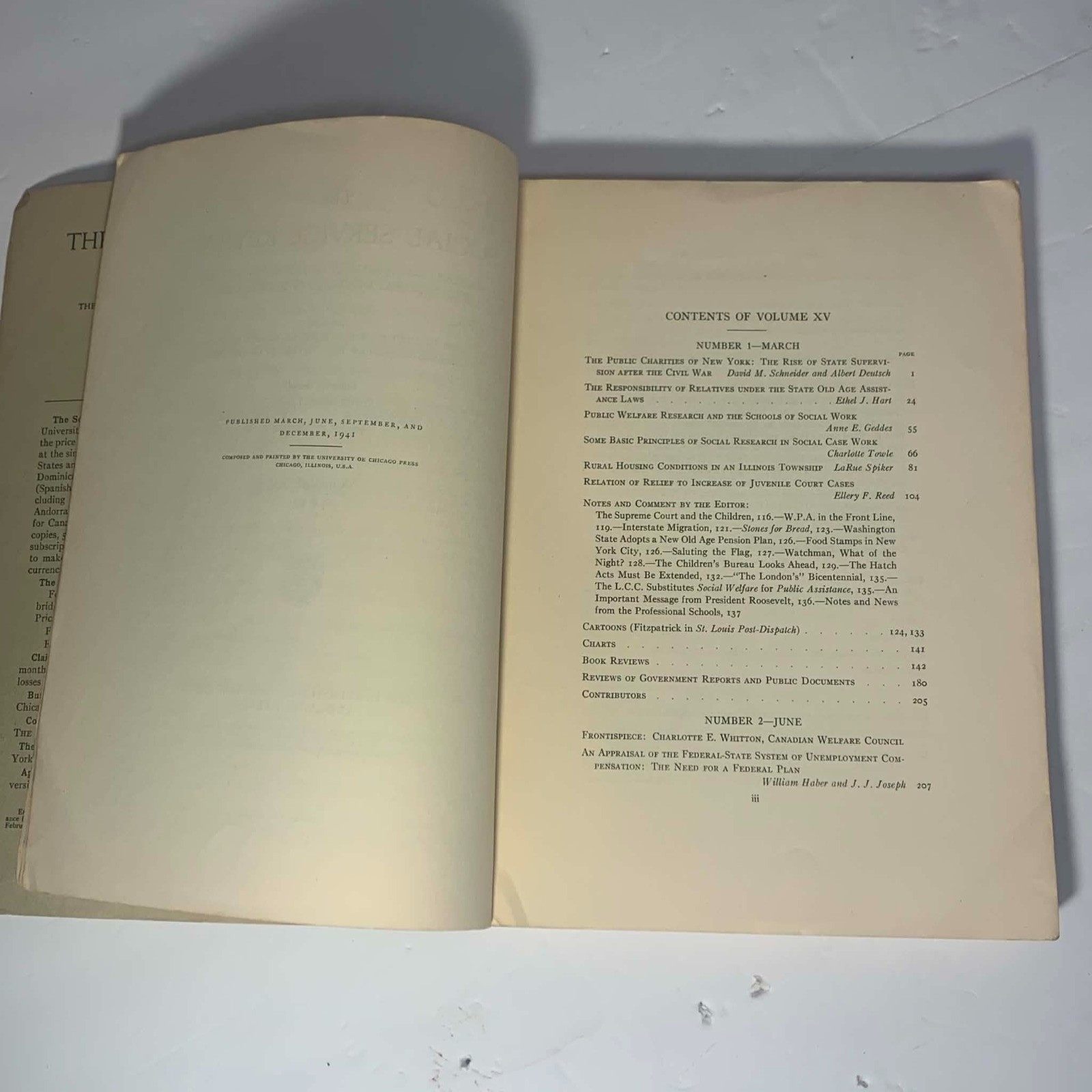 University of Chicago Press / Social Service Review / Volume XV/ December 1941