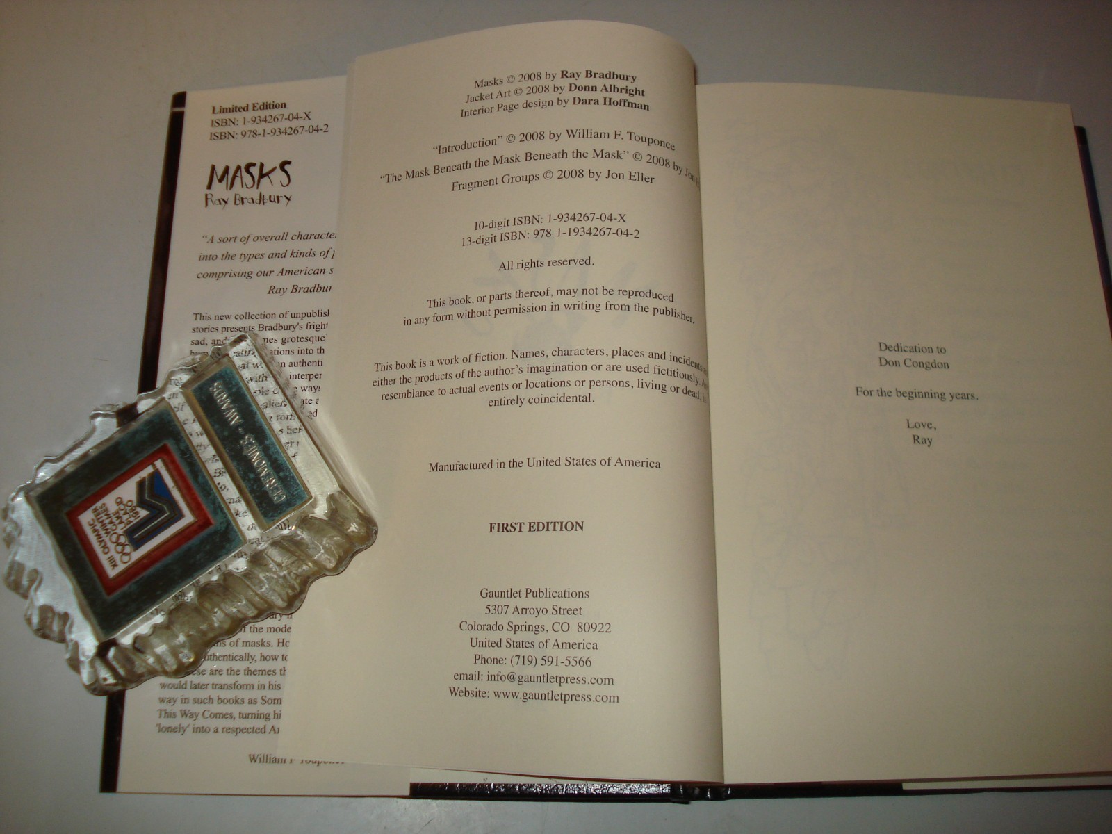 Signed Ray Bradbury Masks Numbered Ed US1st/1st 175/500 Martian Chronicles