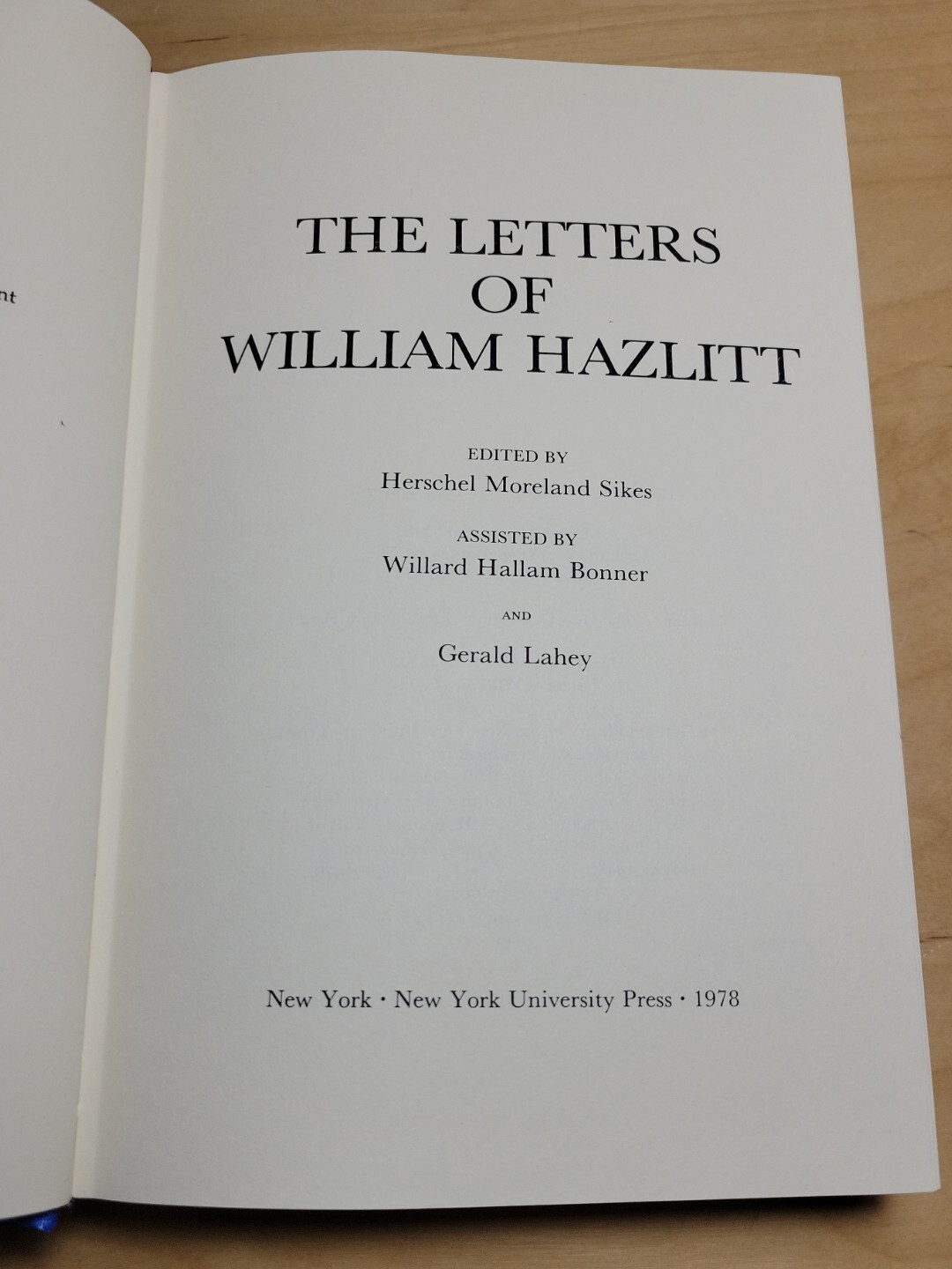 The Letters Of William Hazlitt Ed. Herschel Sikes VG+ Hardcover