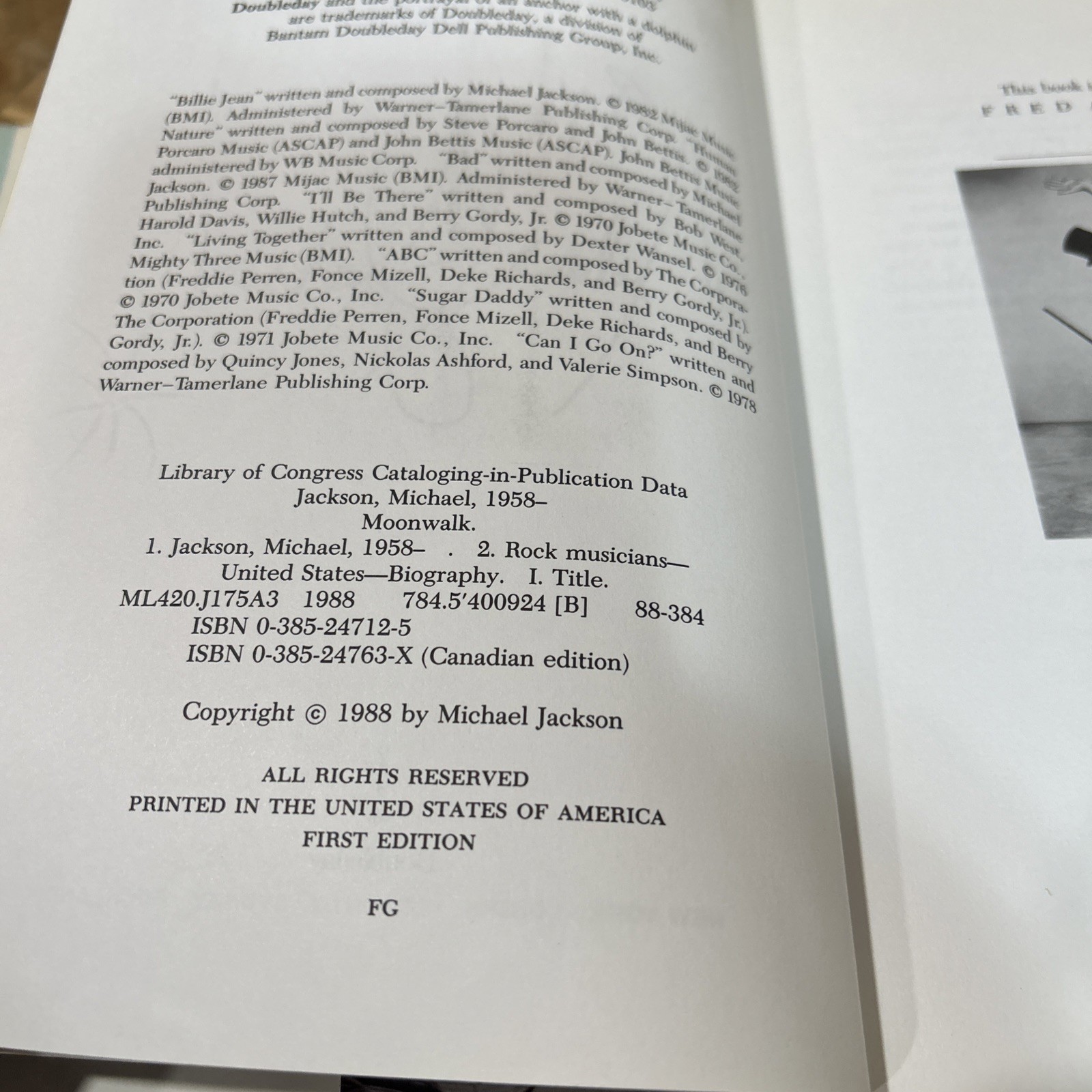 Moonwalk by Michael Jackson 1988 First Edition Hardcover Memoir Doubleday ******
