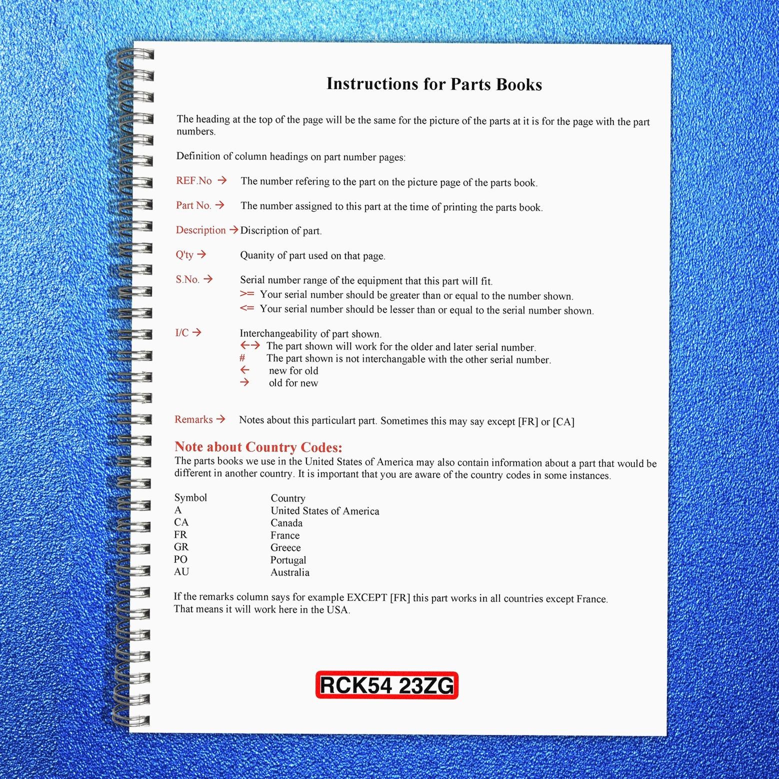 KUBOTA RCK54-23ZG Parts Manual – STEEL WIRE BINDING – PROTECTIVE COVERING