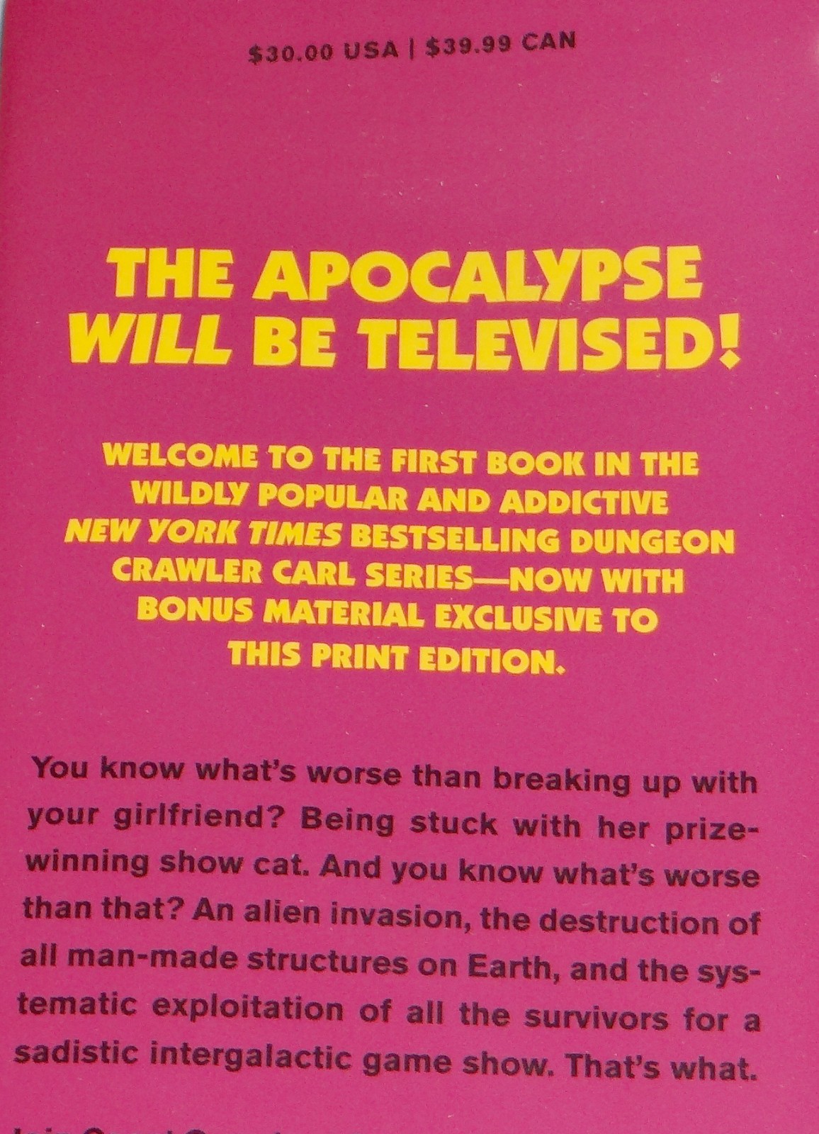 Matt Dinniman SIGNED Dungeon Crawler Carl Book 1 Hardcover Edition Later Print