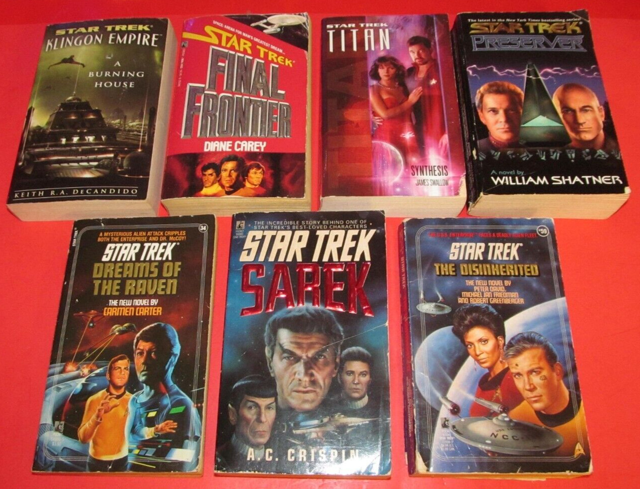 Lot of 7 miscellaneous Star Trek Paperback Books / Novels ~ Immediate shipping!