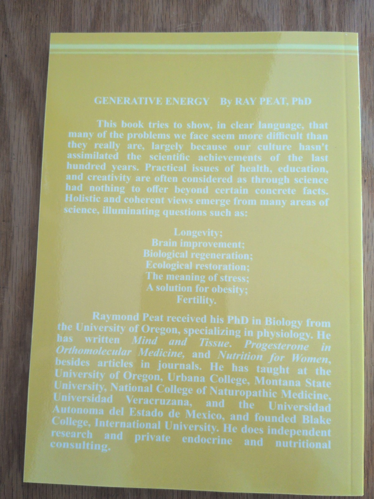 GENERATIVE ENERGY: Restoring The Wholeness Of Life – US seller
