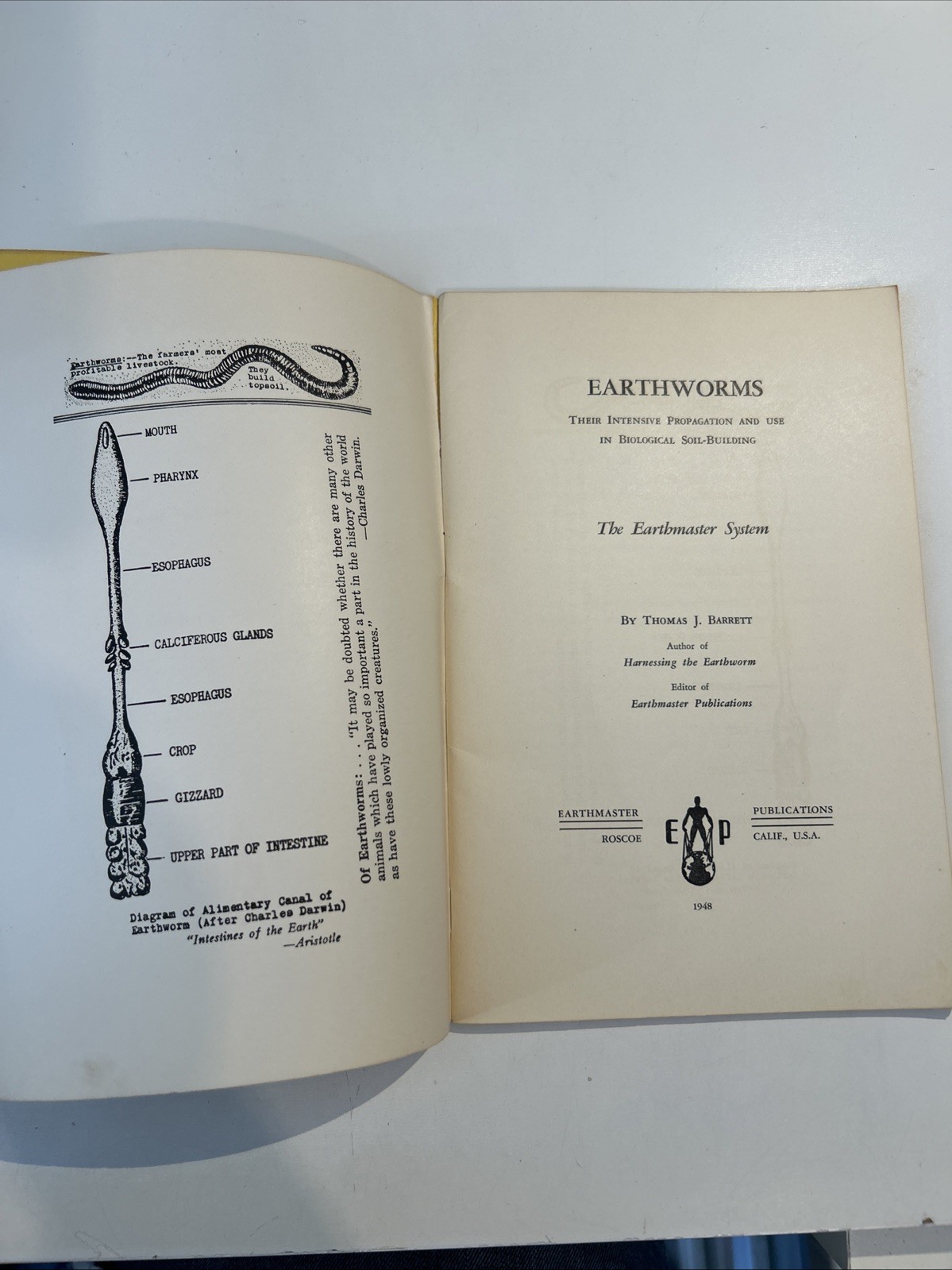 Earthworms, Their Intensive Propagation and Use… Soil-Building:, T. Barrett,1948