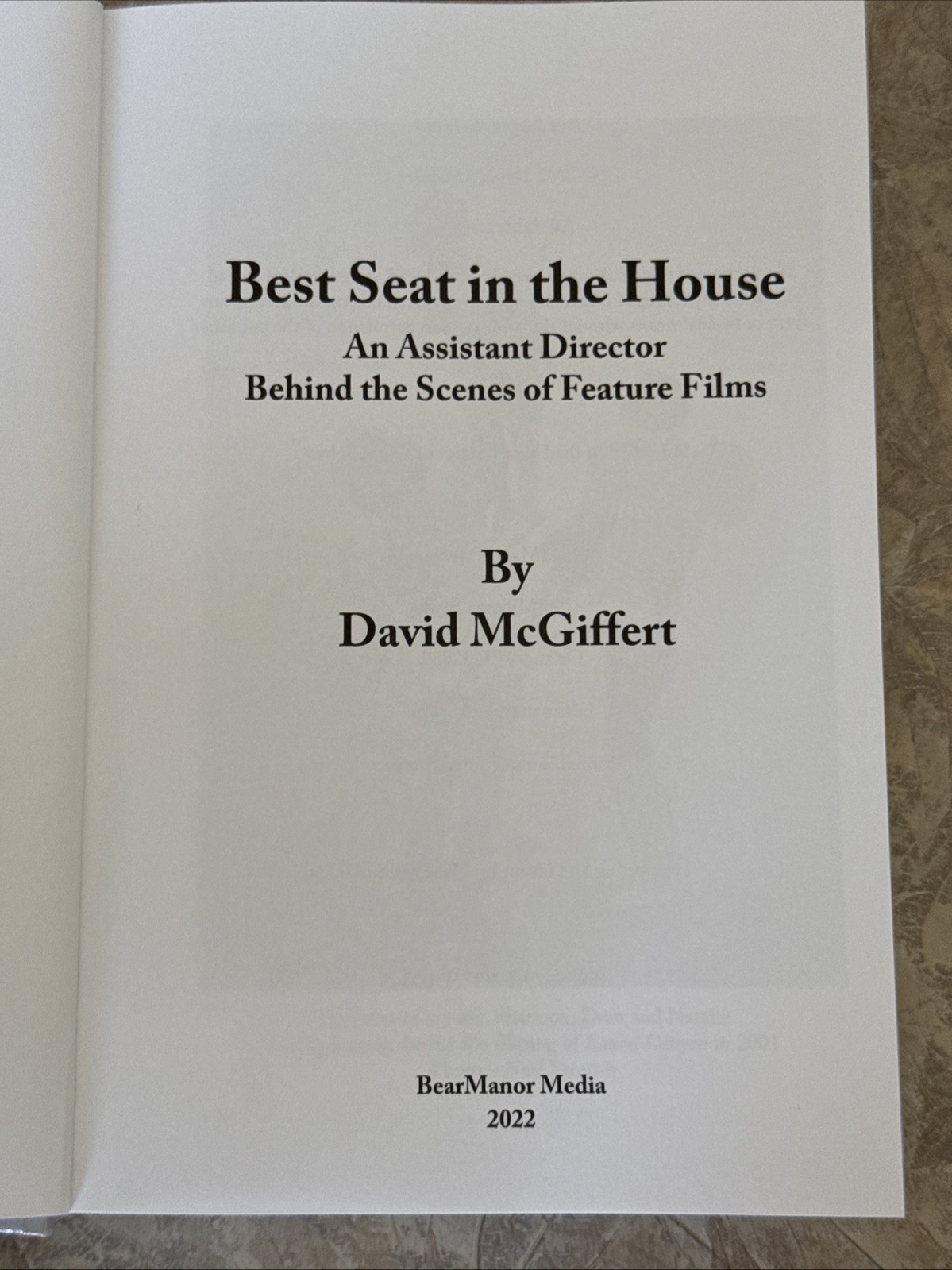 Best Seat In The House David McGiffert Assistant Director Hollywood Memoir HC