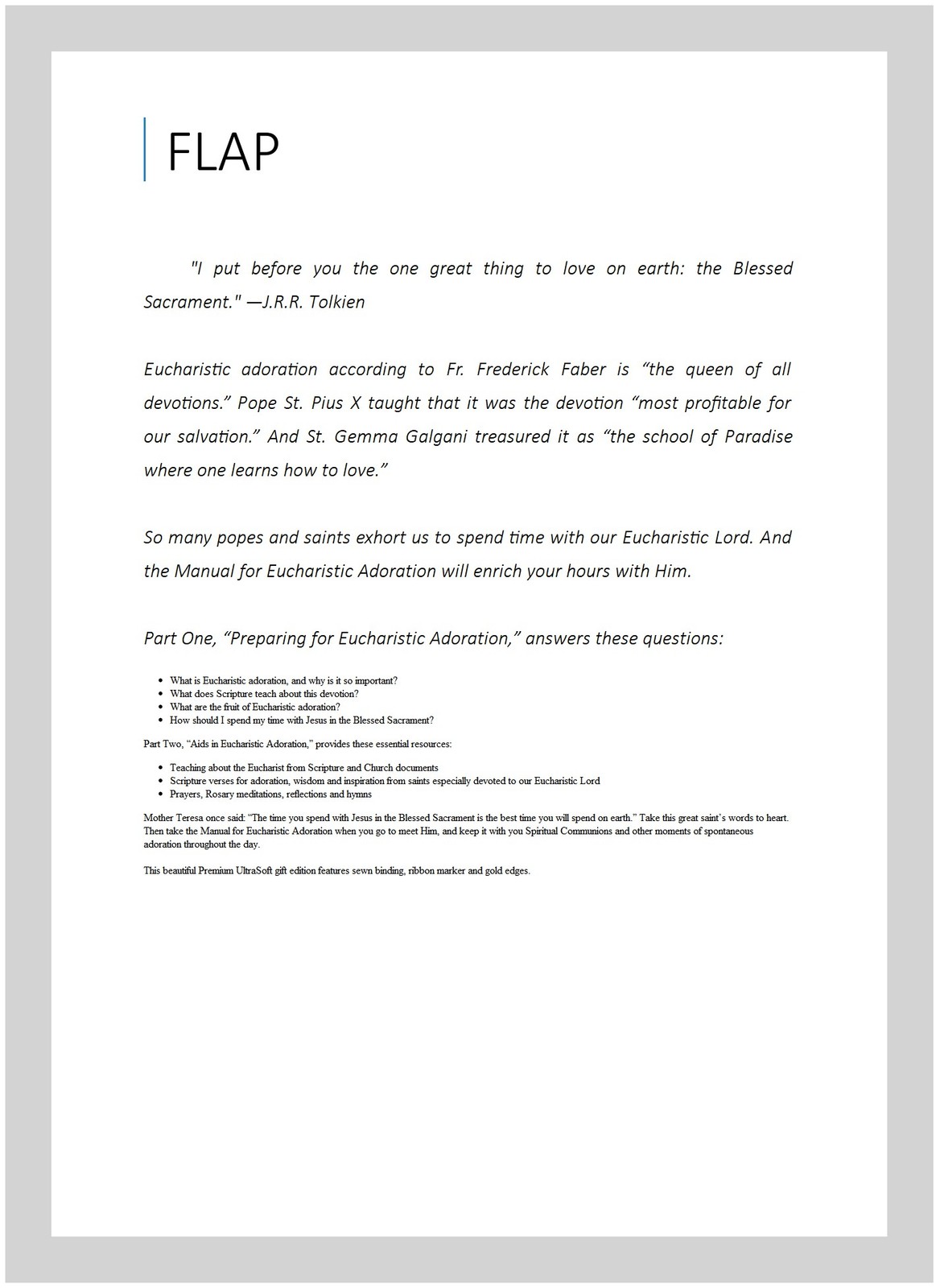 Manual for Eucharistic Adoration : The Poor Clares of Perpetual Adoration, Pa…