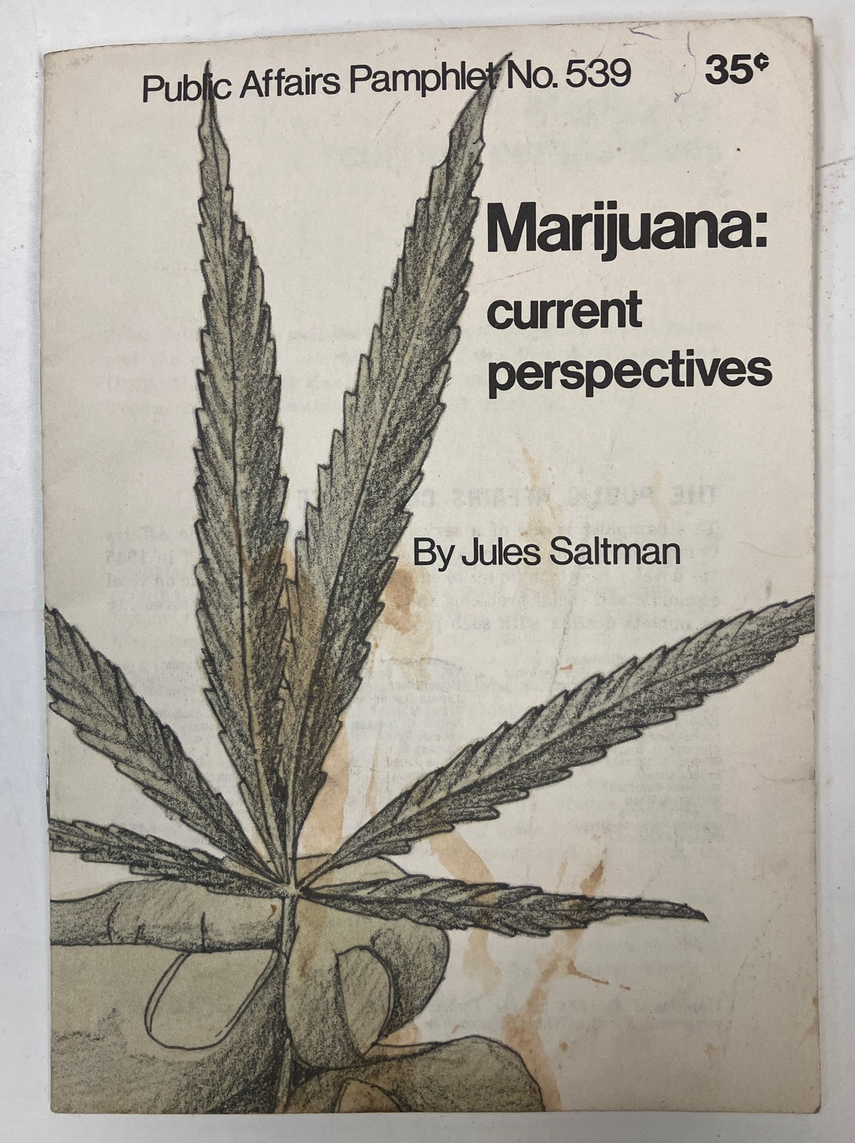 Marijuana: Current Perspectives [Public Affairs Pamphlet No. 539] by Saltman PB
